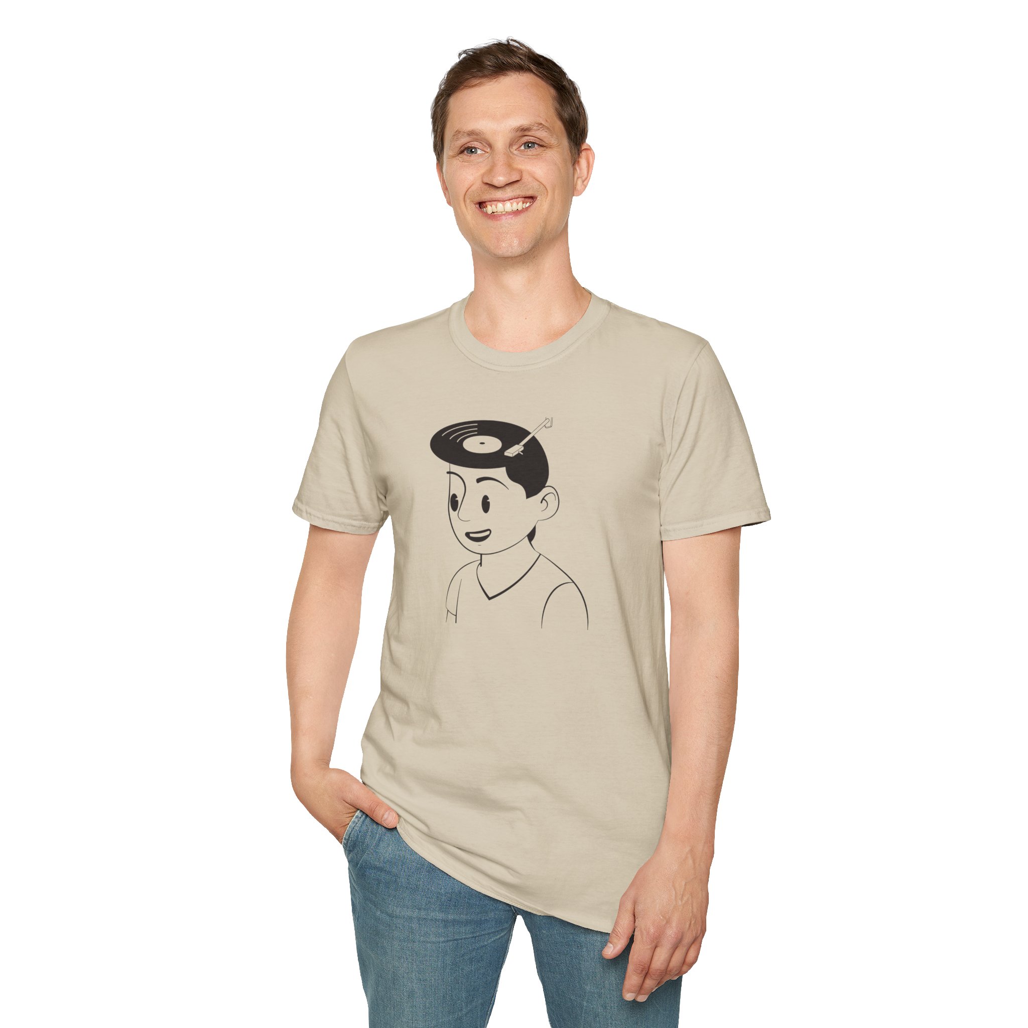 Retro Vinyl Head Illustration T-Shirt - Image 22
