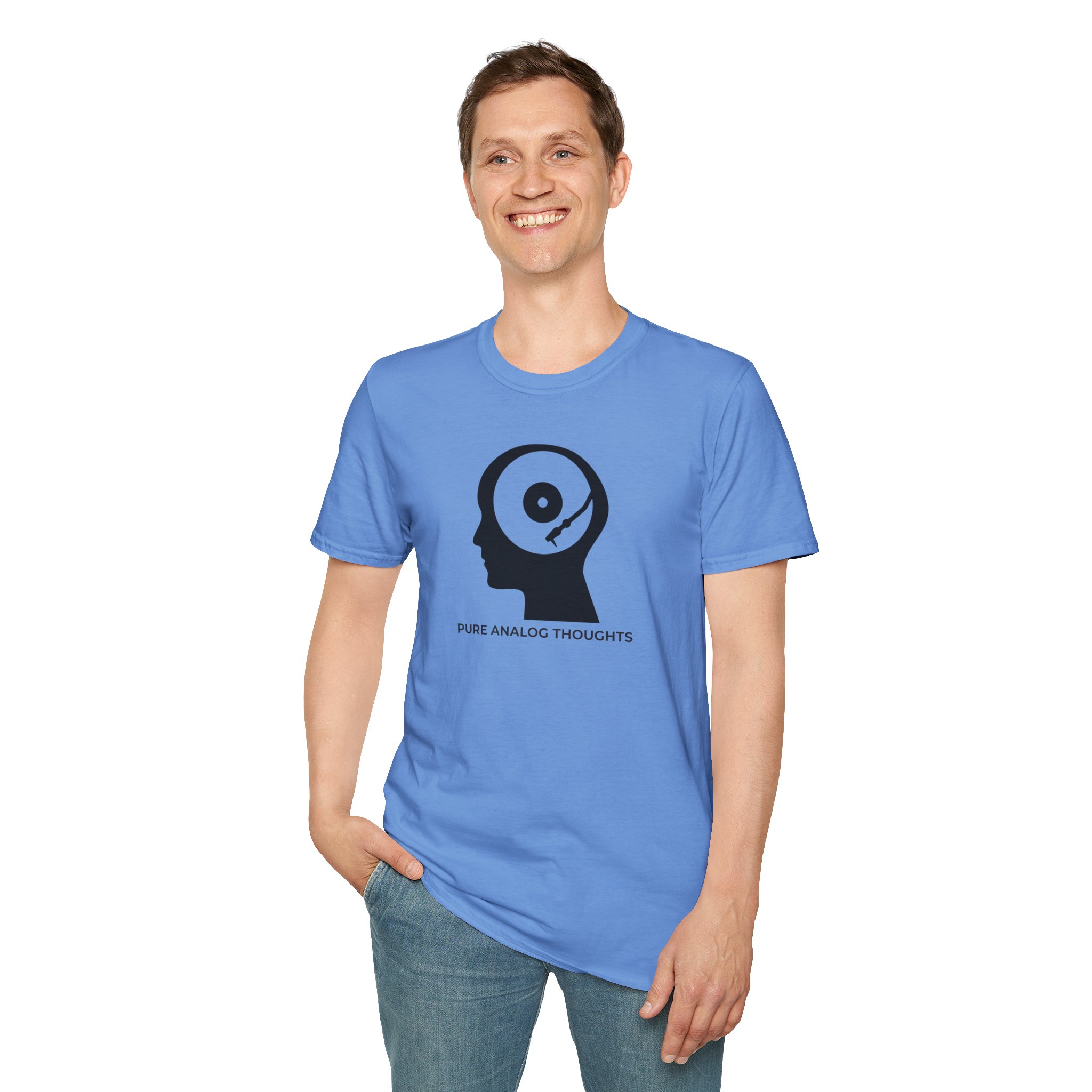Analog Thoughts T-Shirt — 'Pure Analog Thoughts' Record Head Graphic Tee - Image 94