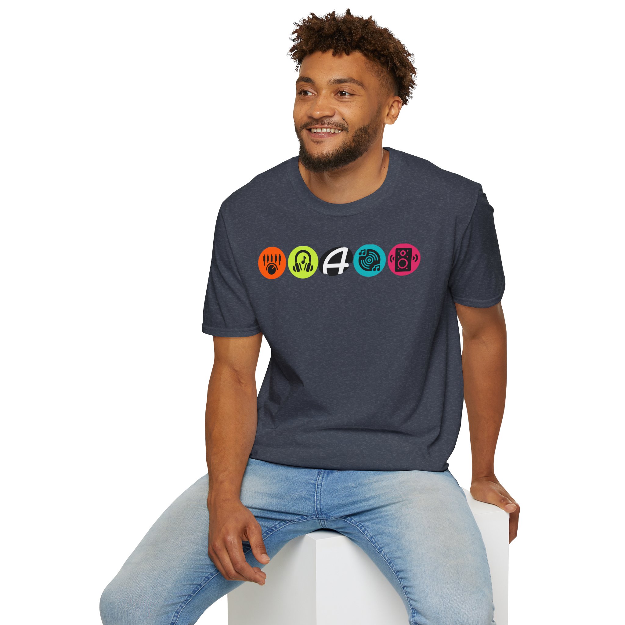 Music Icon Row T-Shirt — Colorful Band Equipment Graphic Tee - Image 98