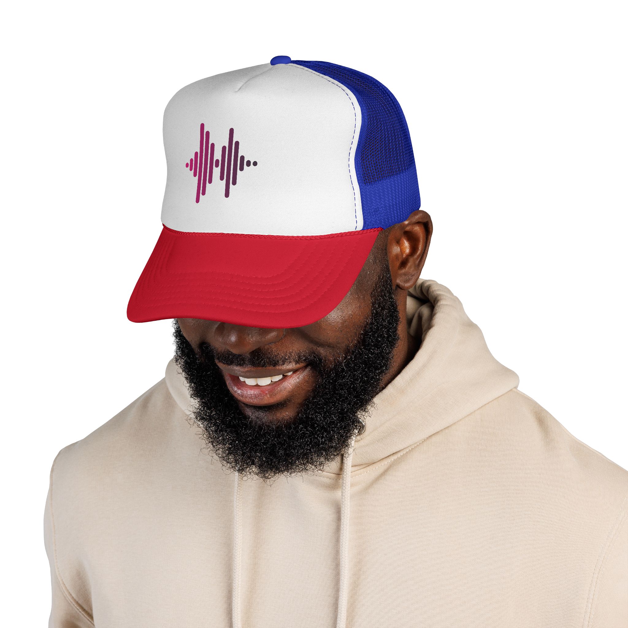 Soundwave Trucker Cap — Pink Gradient Audio Logo Mesh Hat - Image 45
