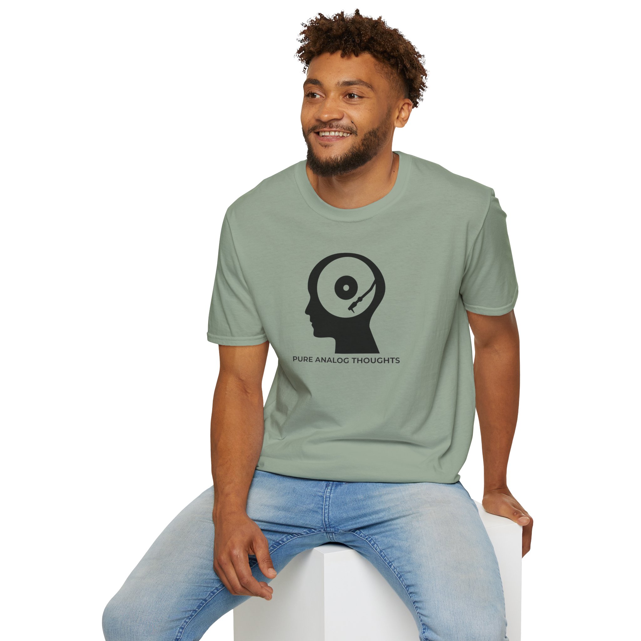 Analog Thoughts T-Shirt — 'Pure Analog Thoughts' Record Head Graphic Tee - Image 72