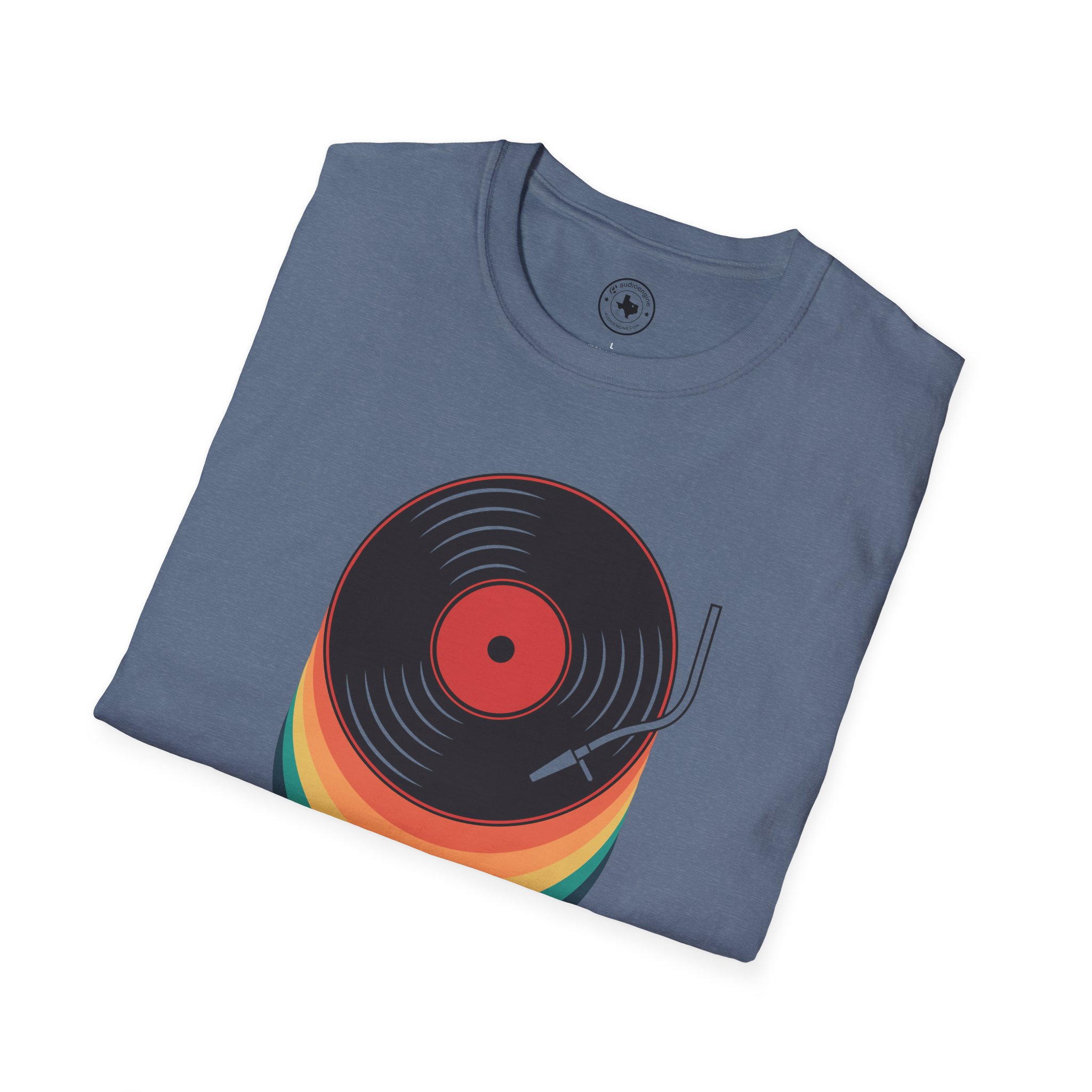 Retro Vinyl Record T-Shirt — Rainbow Stack Turntable Tee - Image 5