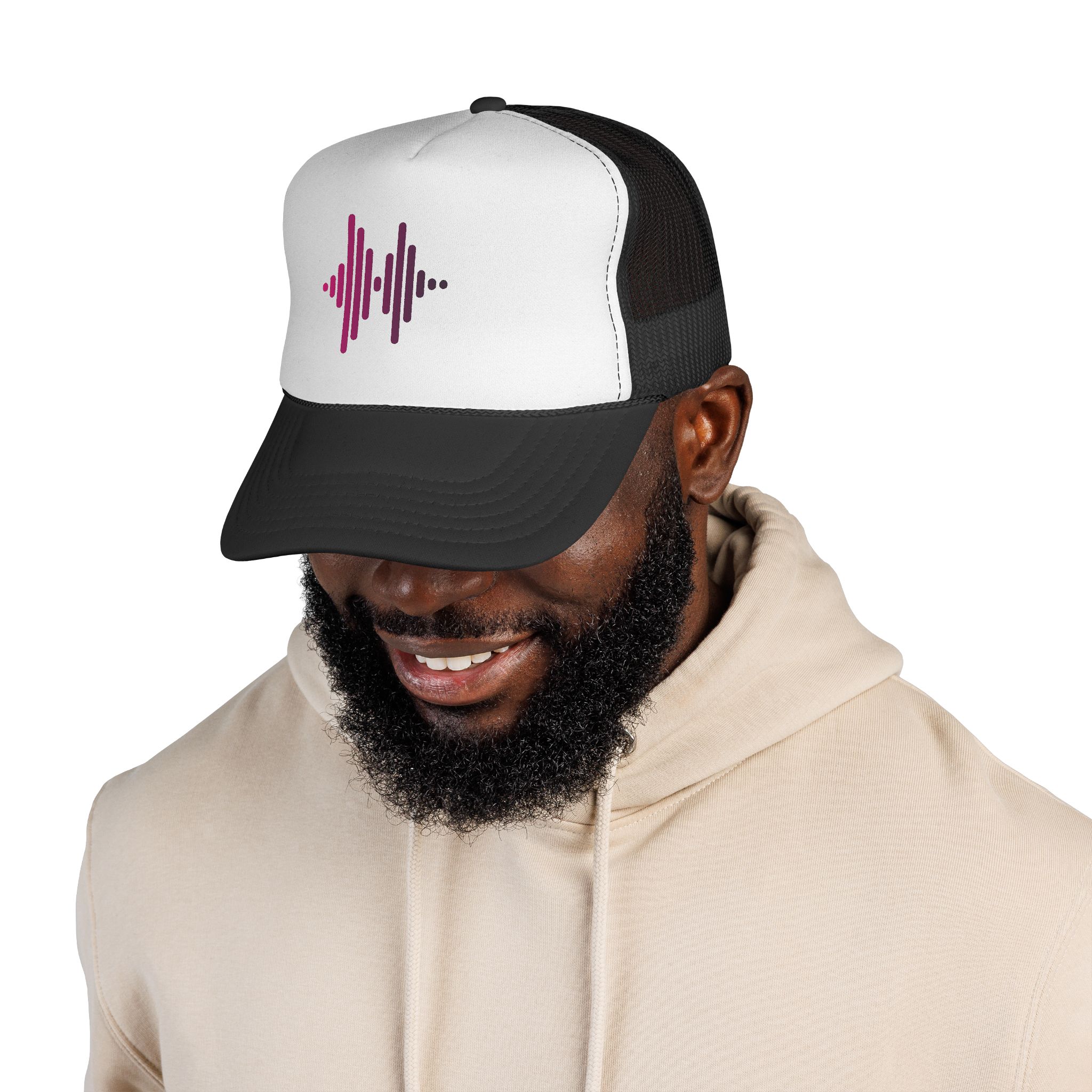 Soundwave Trucker Cap — Pink Gradient Audio Logo Mesh Hat - Image 30