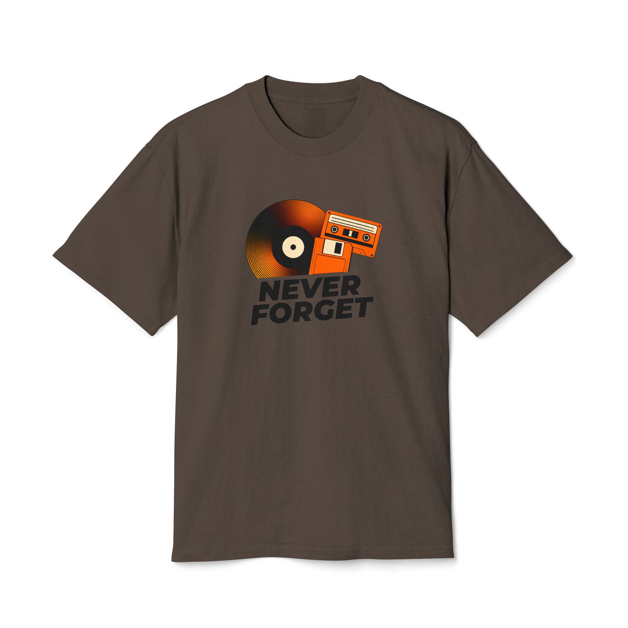 Retro Music Theme Unisex Heavy Faded Tee - 'Never Forget' - Image 1