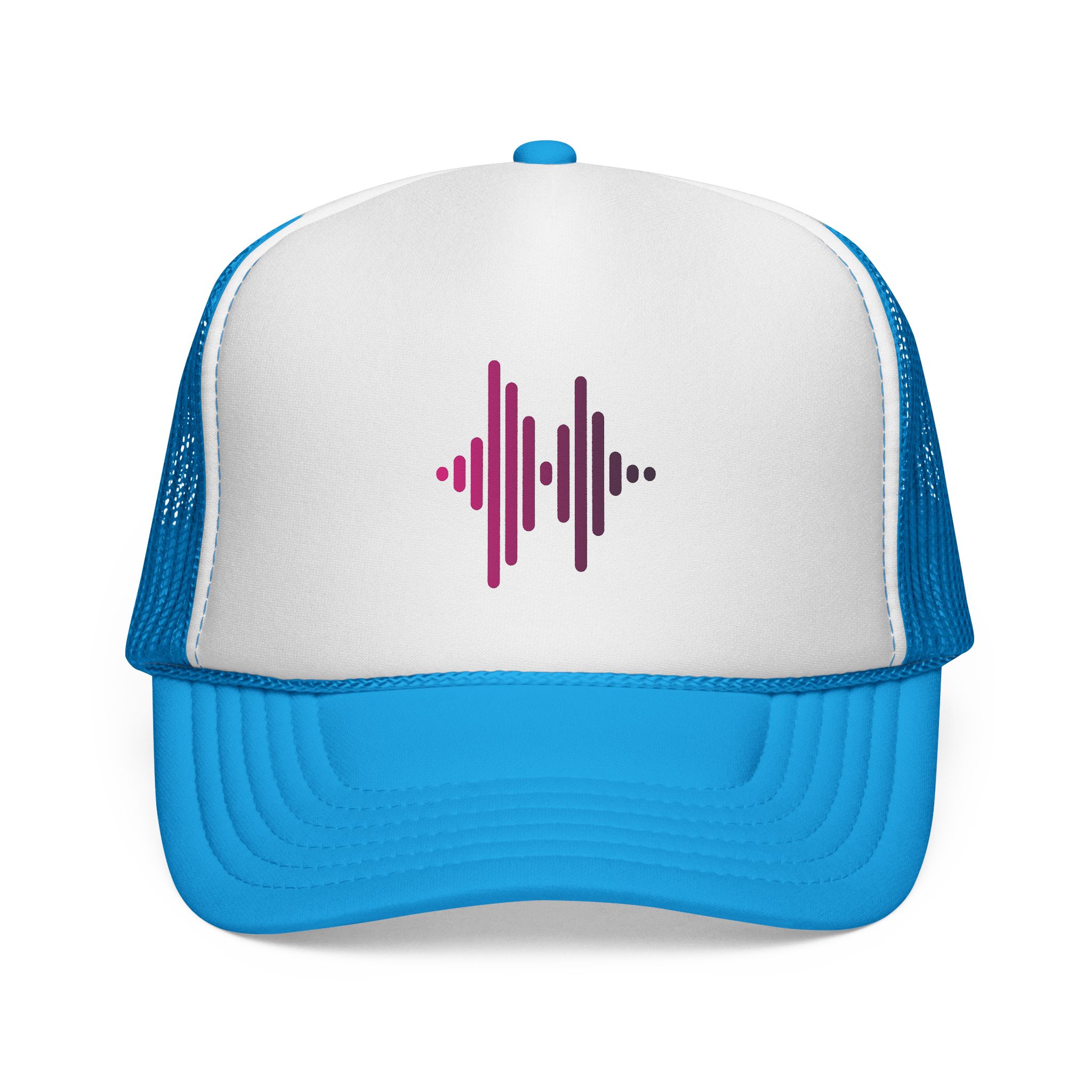 Soundwave Trucker Cap — Pink Gradient Audio Logo Mesh Hat - Image 1