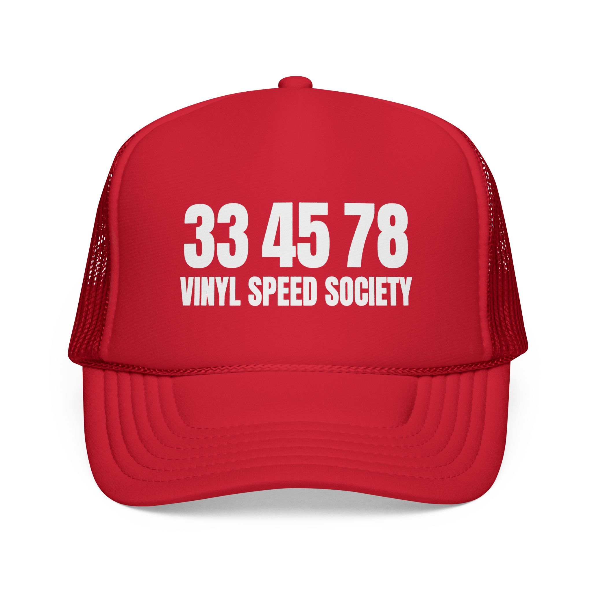 Vinyl Speed Society Trucker Cap - Retro Red Hat for Music Lovers - Image 1