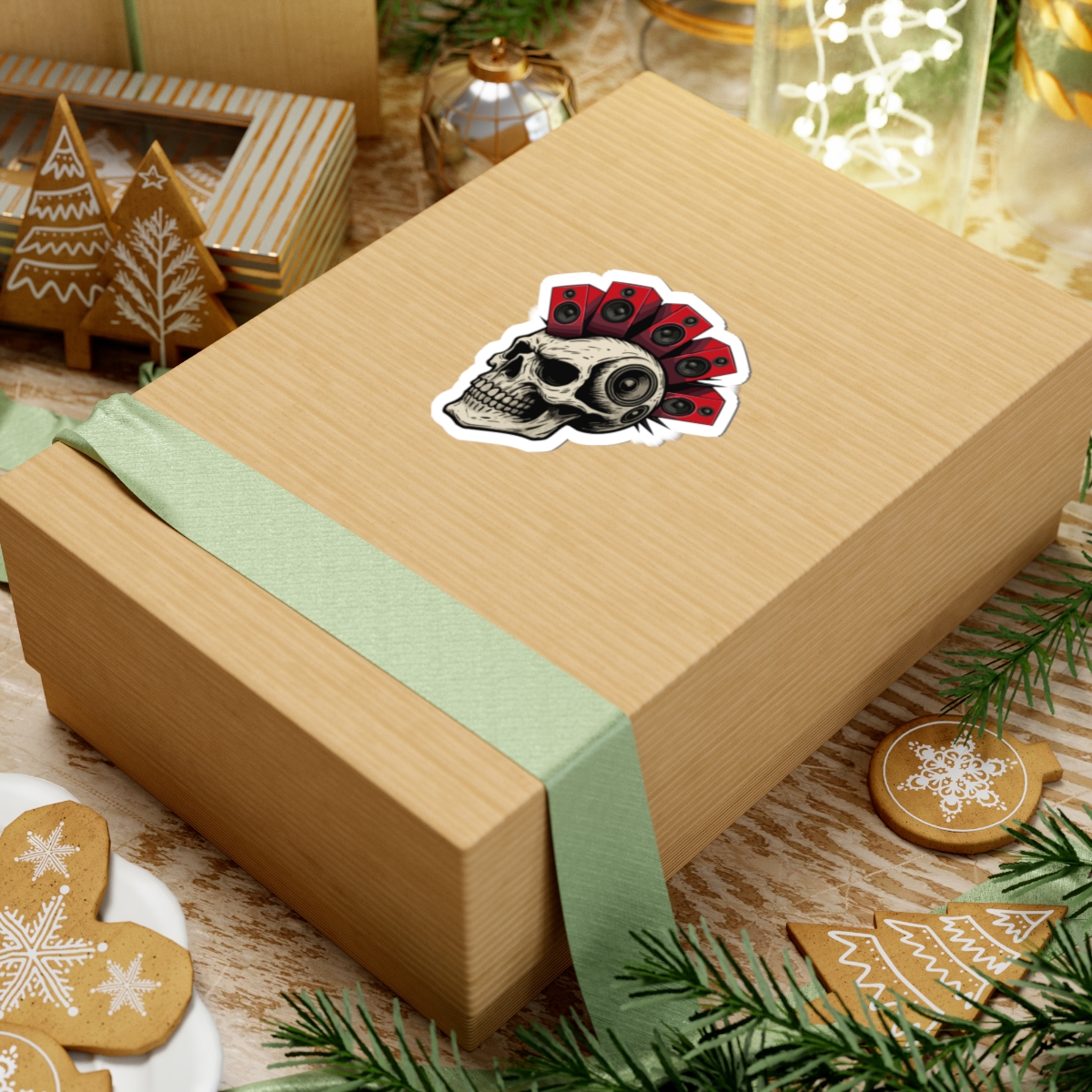 Skull Speaker Mohawk Sticker — Rock Music Kiss-Cut Sticker - Image 3