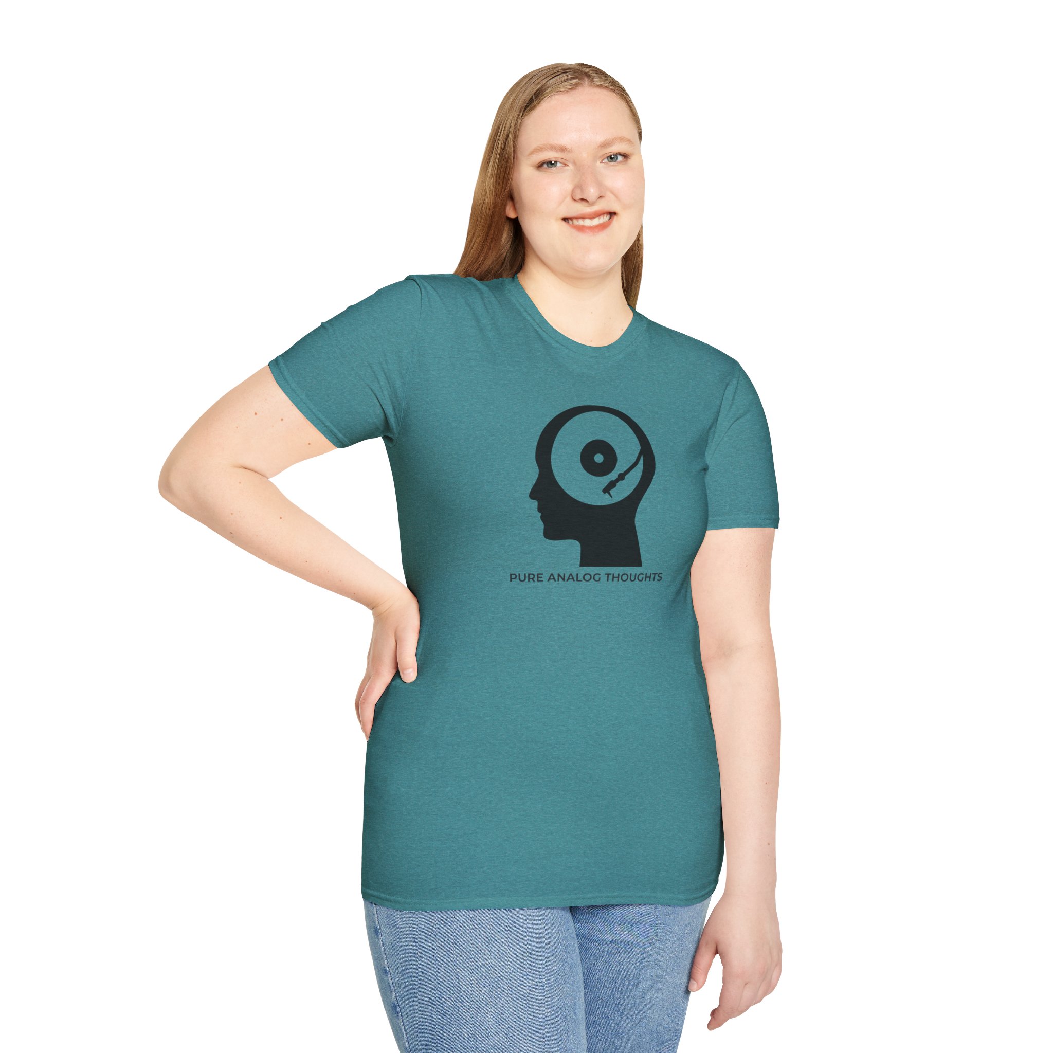Analog Thoughts T-Shirt — 'Pure Analog Thoughts' Record Head Graphic Tee - Image 5