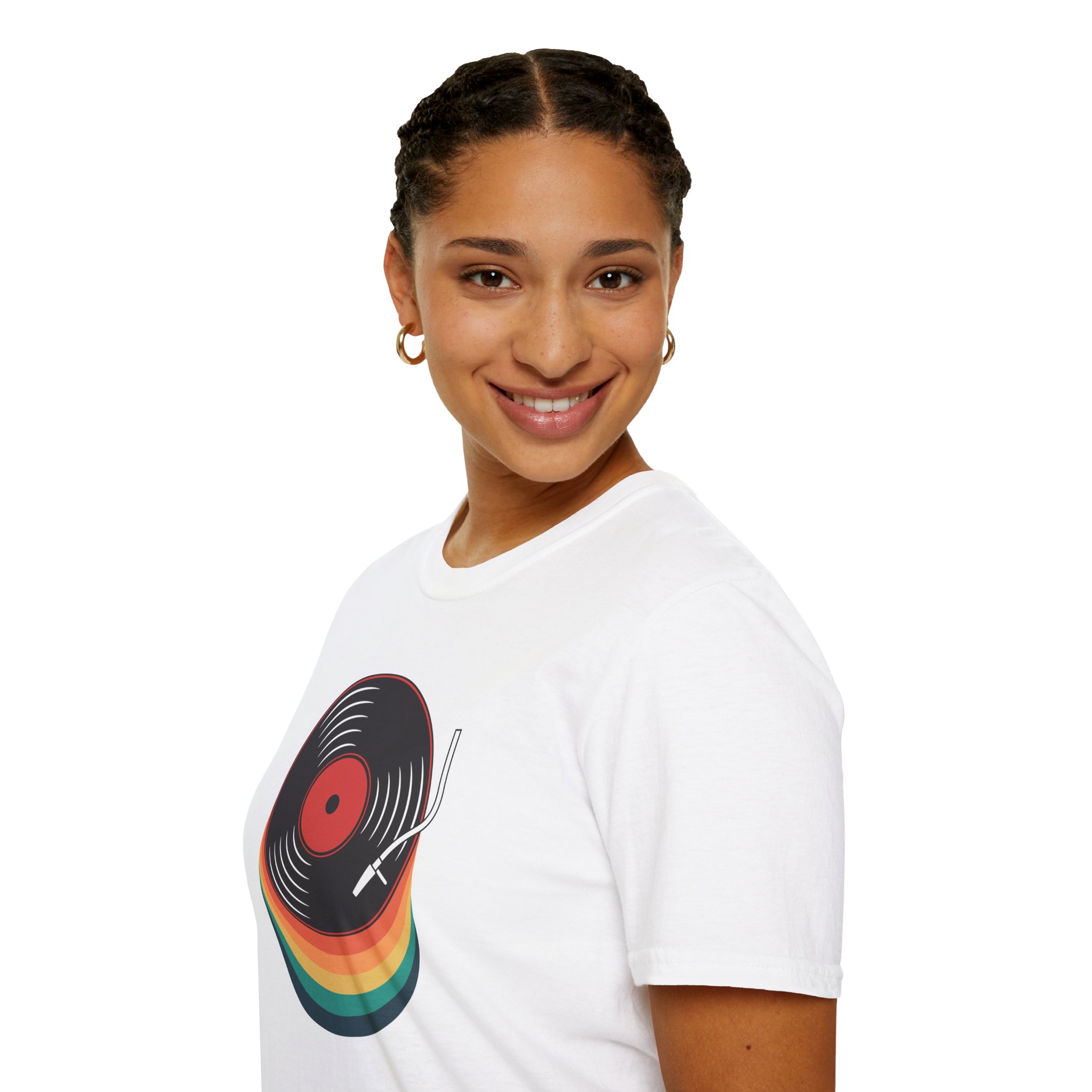 Retro Vinyl Record T-Shirt — Rainbow Stack Turntable Tee - Image 20