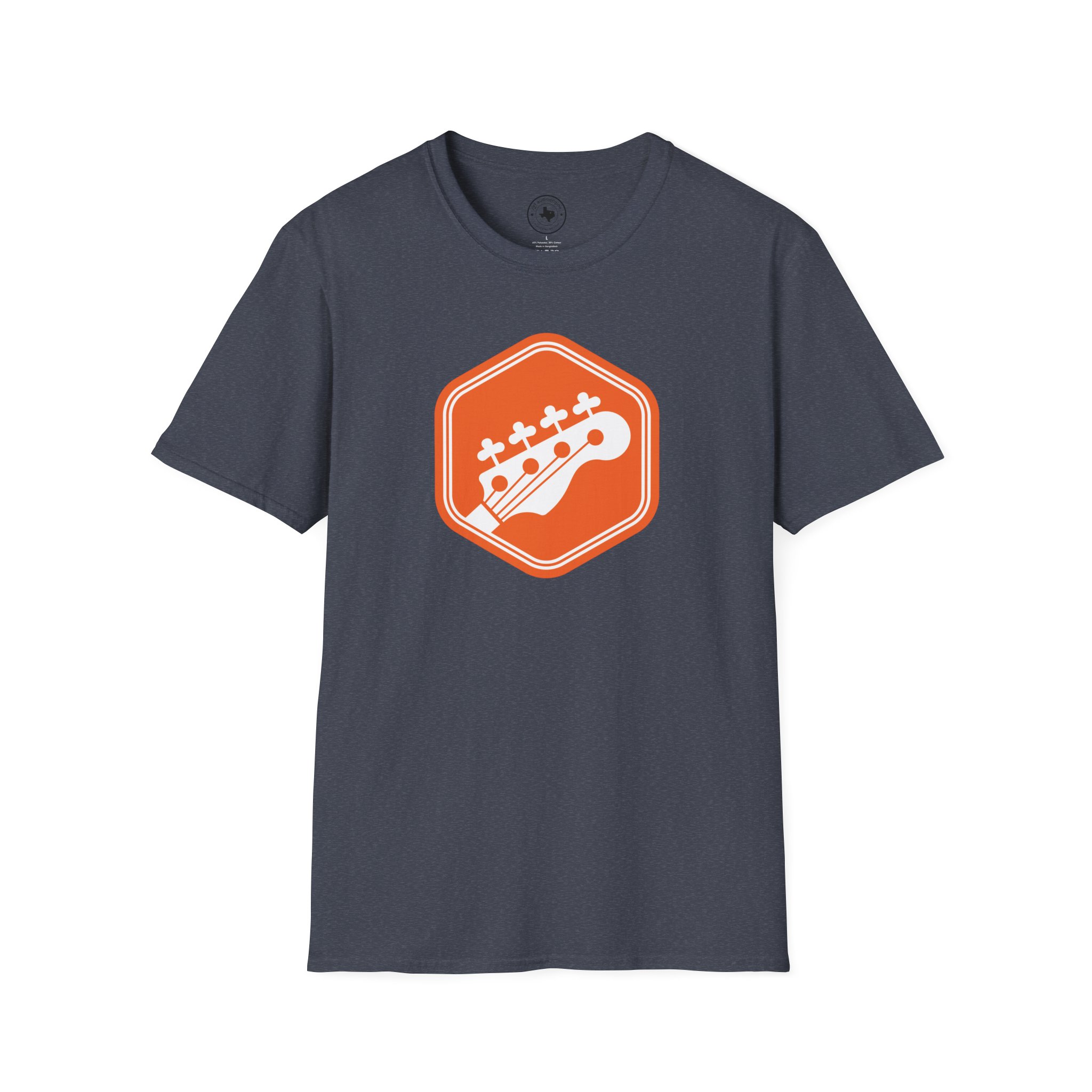 Orange Bass Guitar Badge T-Shirt — Retro Musician Tee for Bass Players - Image 100