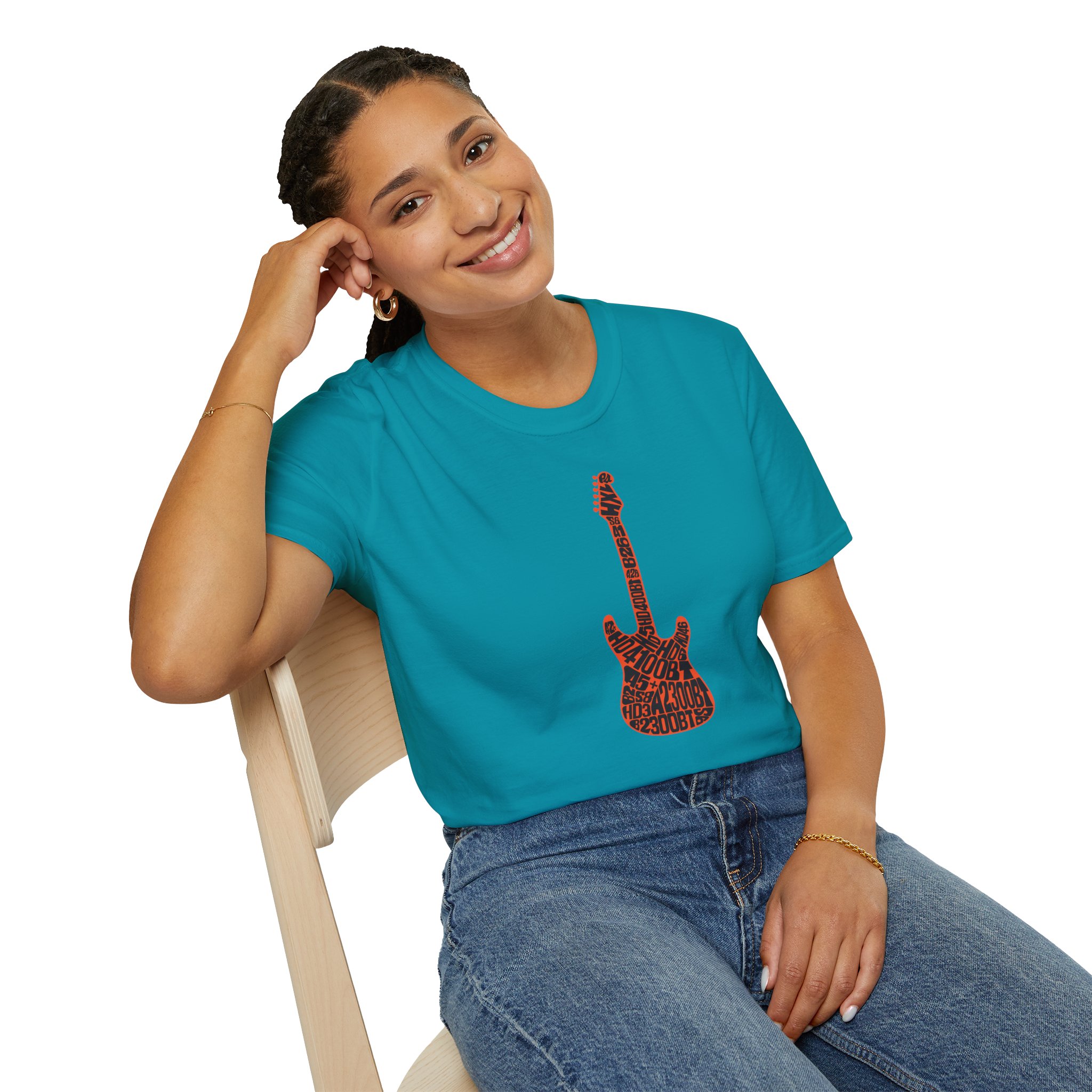 Electric Guitar Graphic T‑Shirt — Red Pattern Rock Music Tee - Image 108