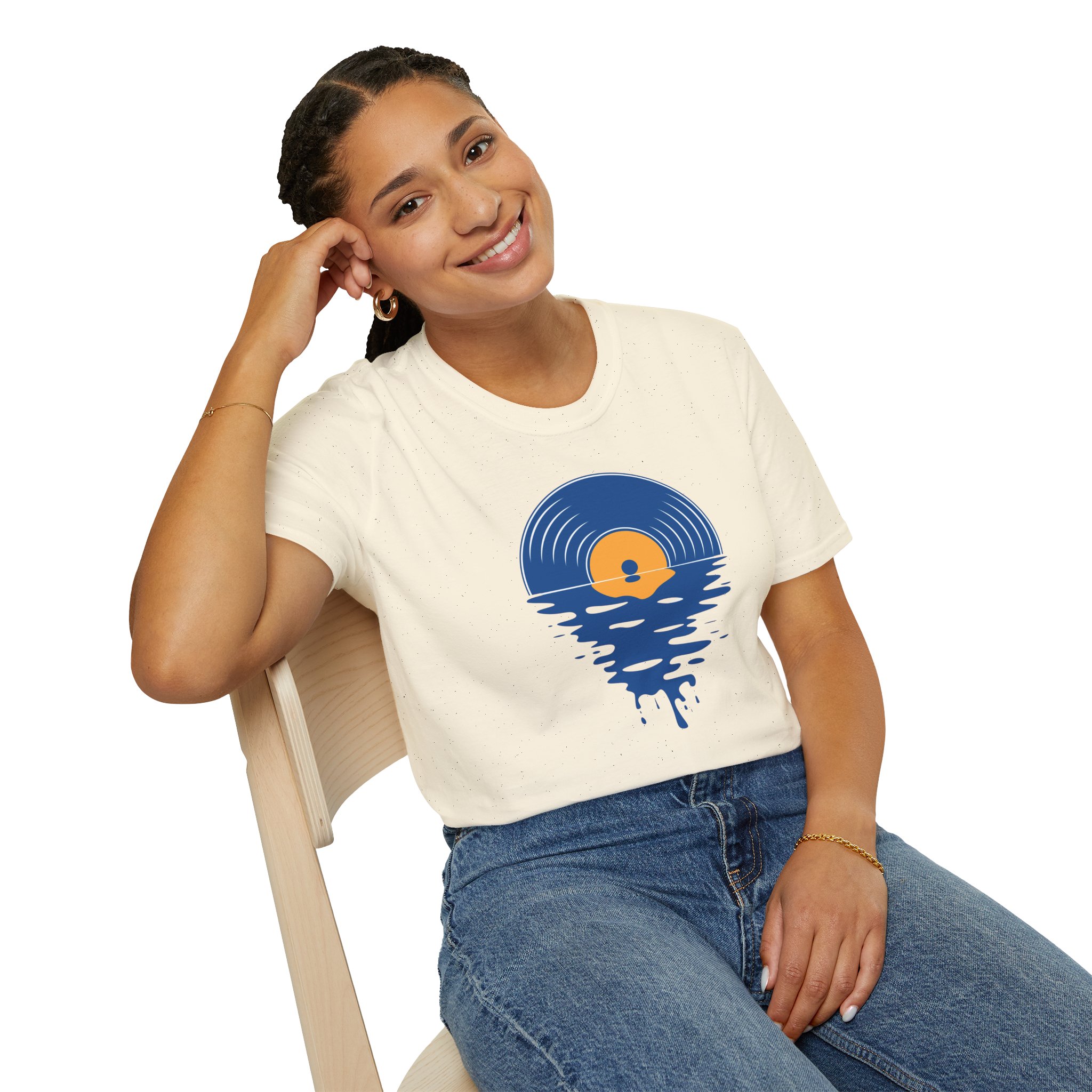 Sunset Vinyl Record T‑Shirt — Retro Music Lake Graphic Tee - Image 74