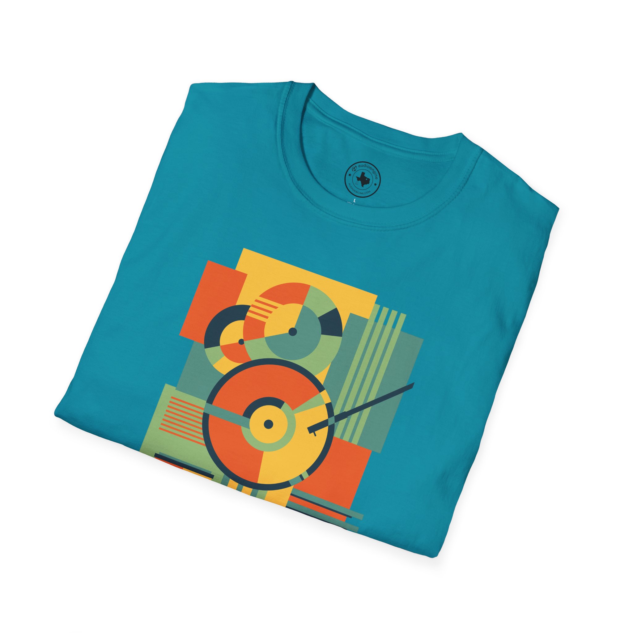 Retro Geometric Vinyl Record T-Shirt - Image 84