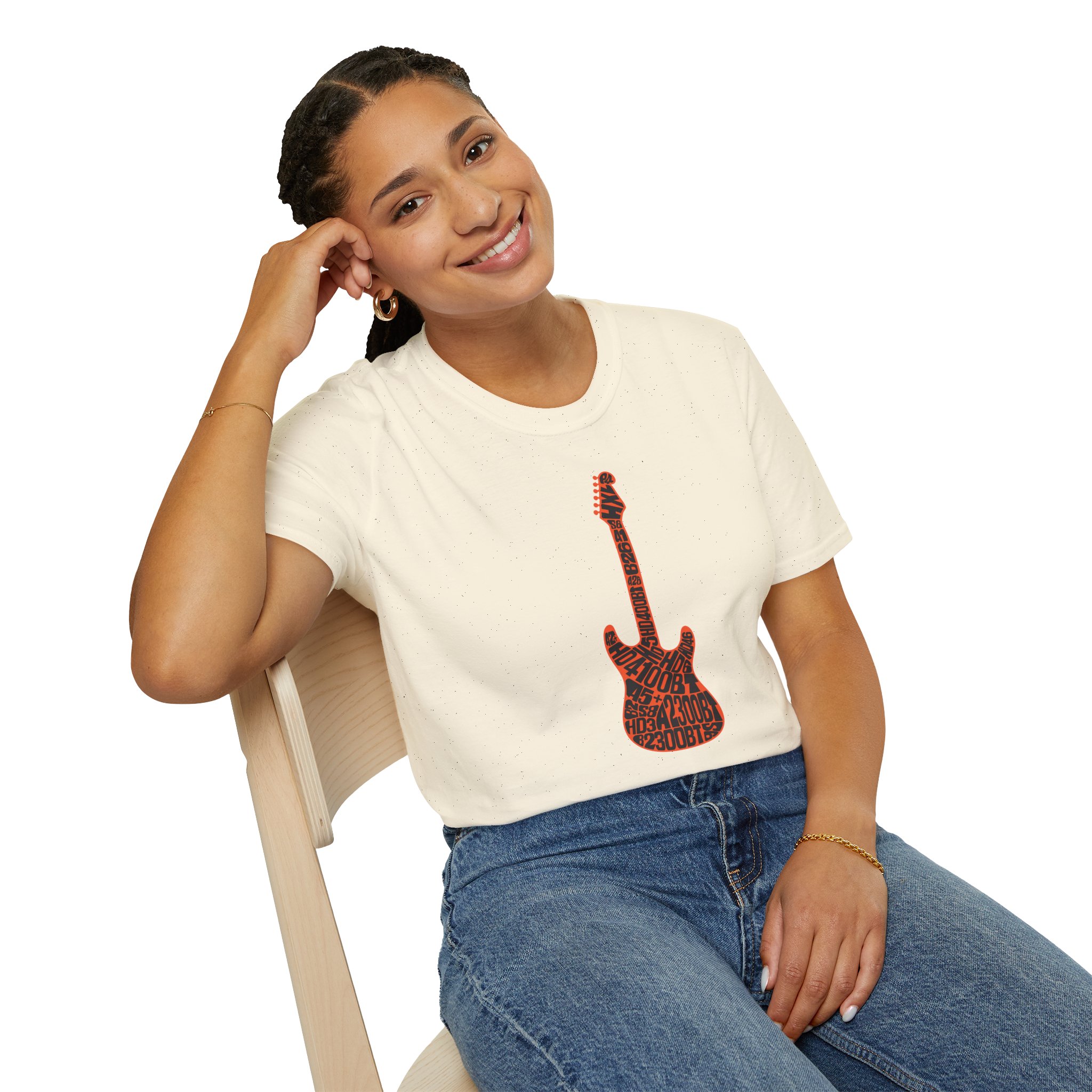 Electric Guitar Graphic T-Shirt — Red Psychedelic Music Tee - Image 61