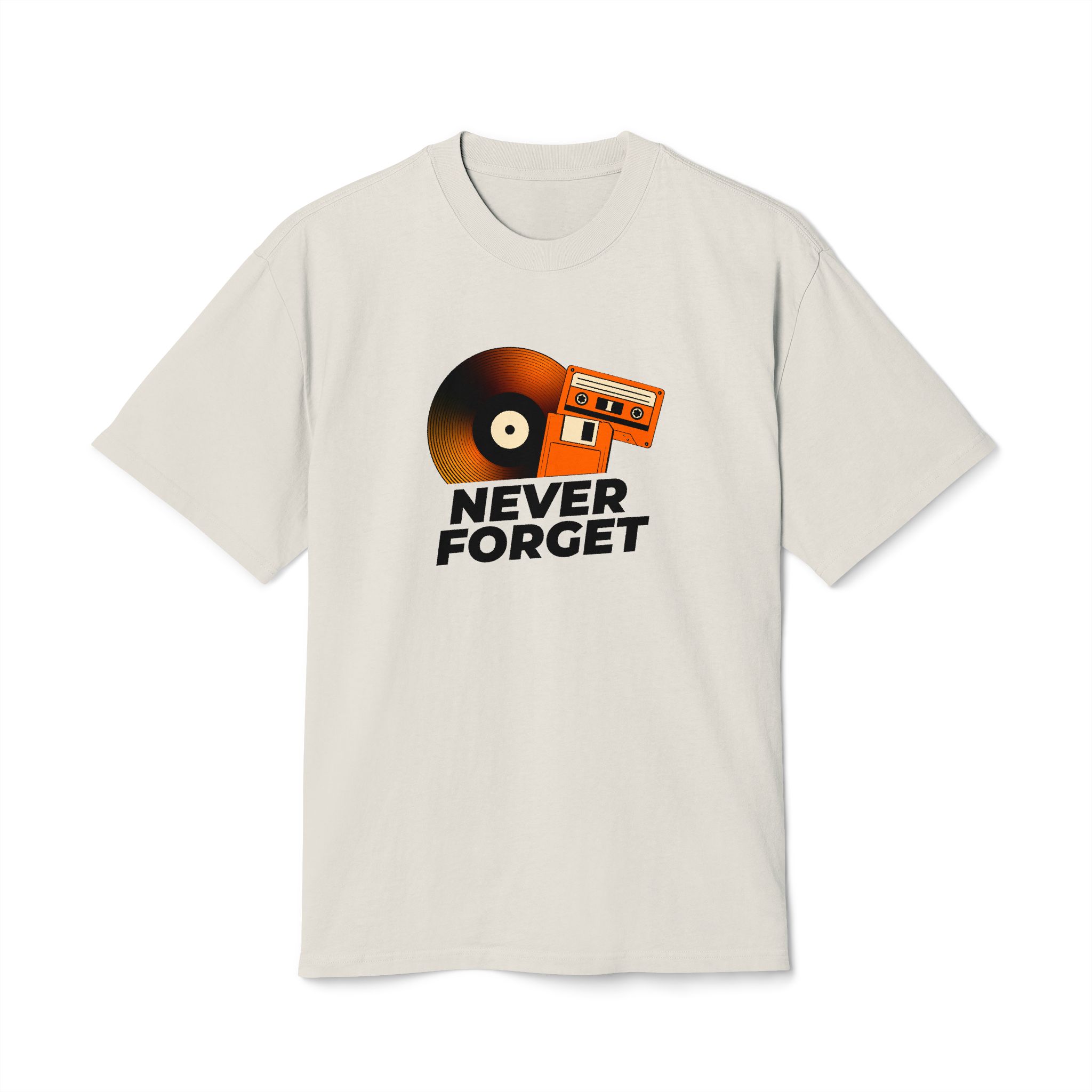 Retro Music Theme Unisex Heavy Faded Tee - 'Never Forget' - Image 5