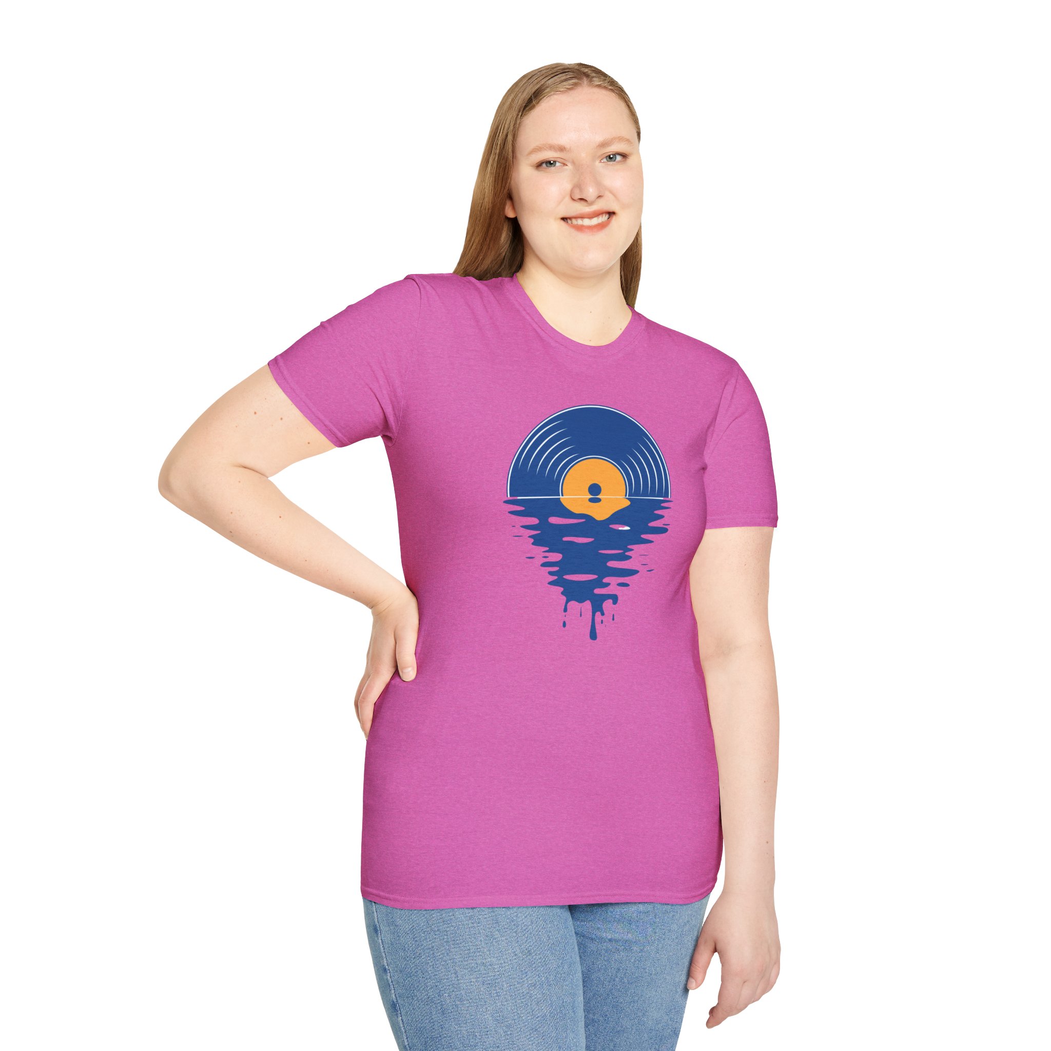 Sunset Vinyl Record T‑Shirt — Retro Music Lake Graphic Tee - Image 240