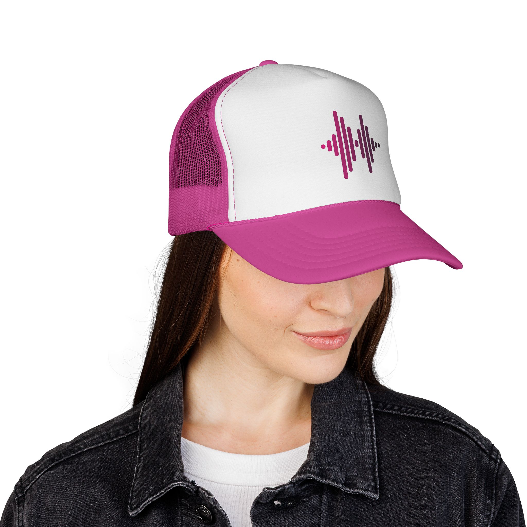 Soundwave Trucker Cap — Pink Gradient Audio Logo Mesh Hat - Image 34