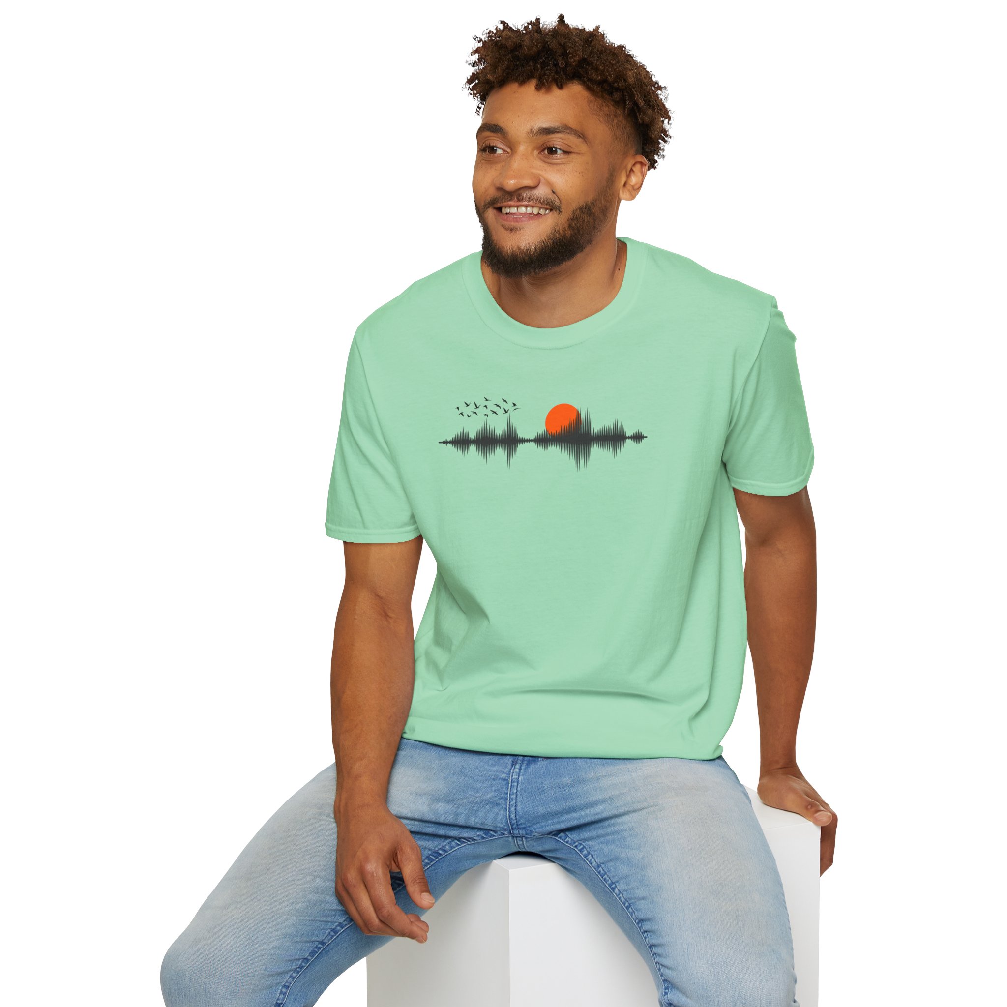 Sunset Soundwave T-Shirt — Minimal Nature Waveform Tee - Image 80