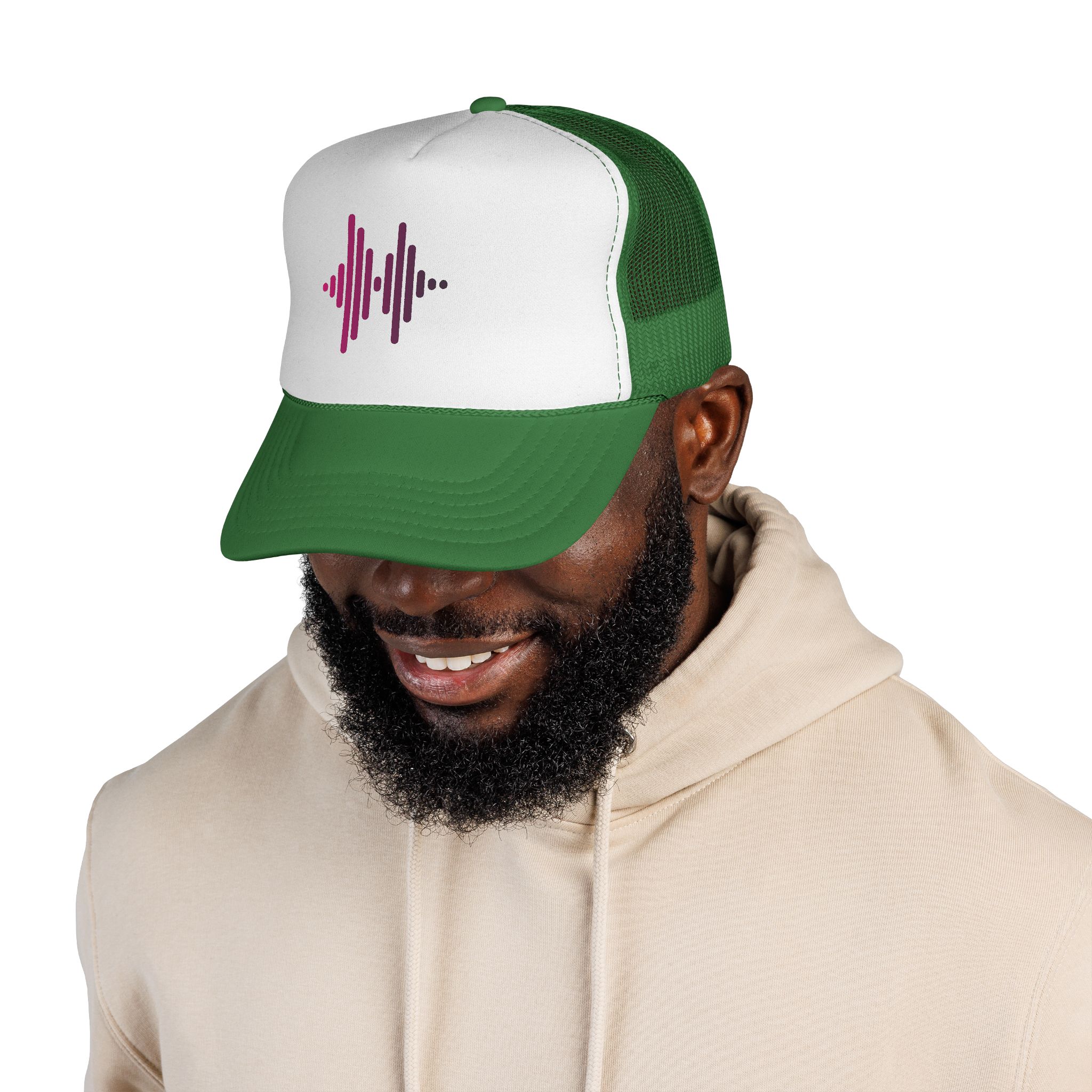 Soundwave Trucker Cap — Pink Gradient Audio Logo Mesh Hat - Image 5