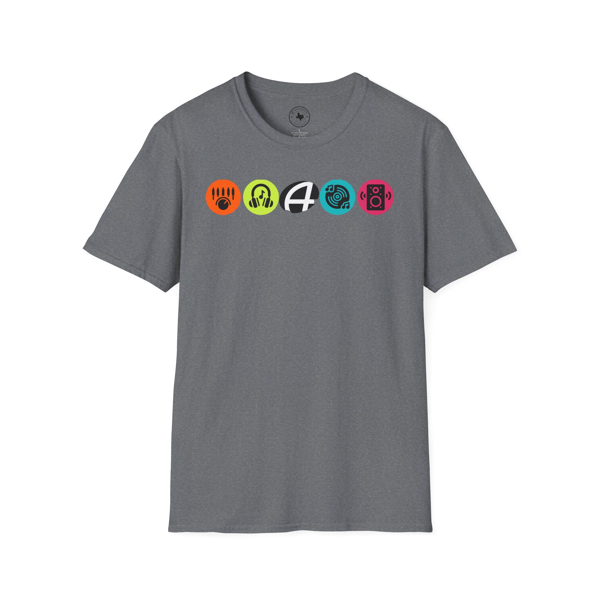 Music Icon Row T-Shirt — Colorful Band Equipment Graphic Tee - Image 2