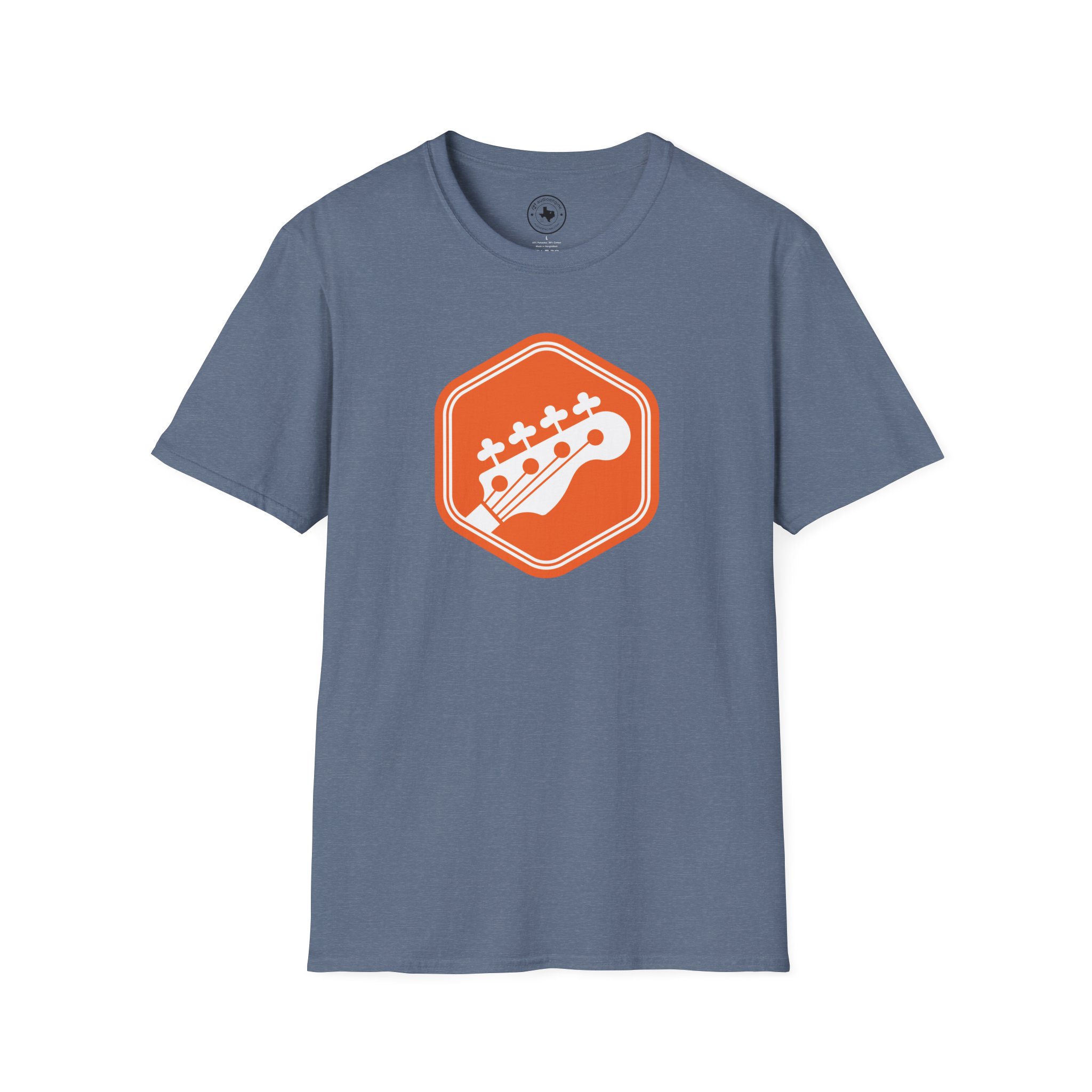 Orange Bass Guitar Badge T-Shirt — Retro Musician Tee for Bass Players - Image 73