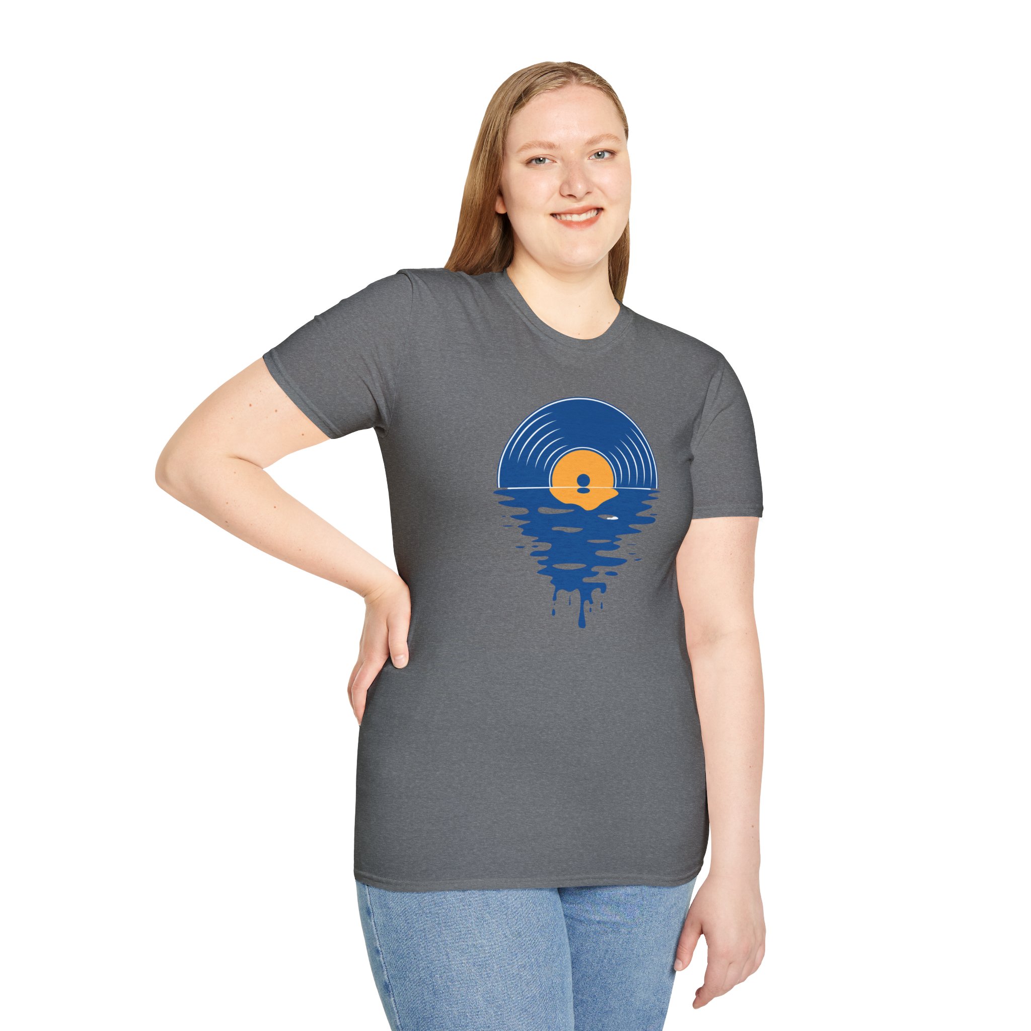 Sunset Vinyl Record T‑Shirt — Retro Music Lake Graphic Tee - Image 196