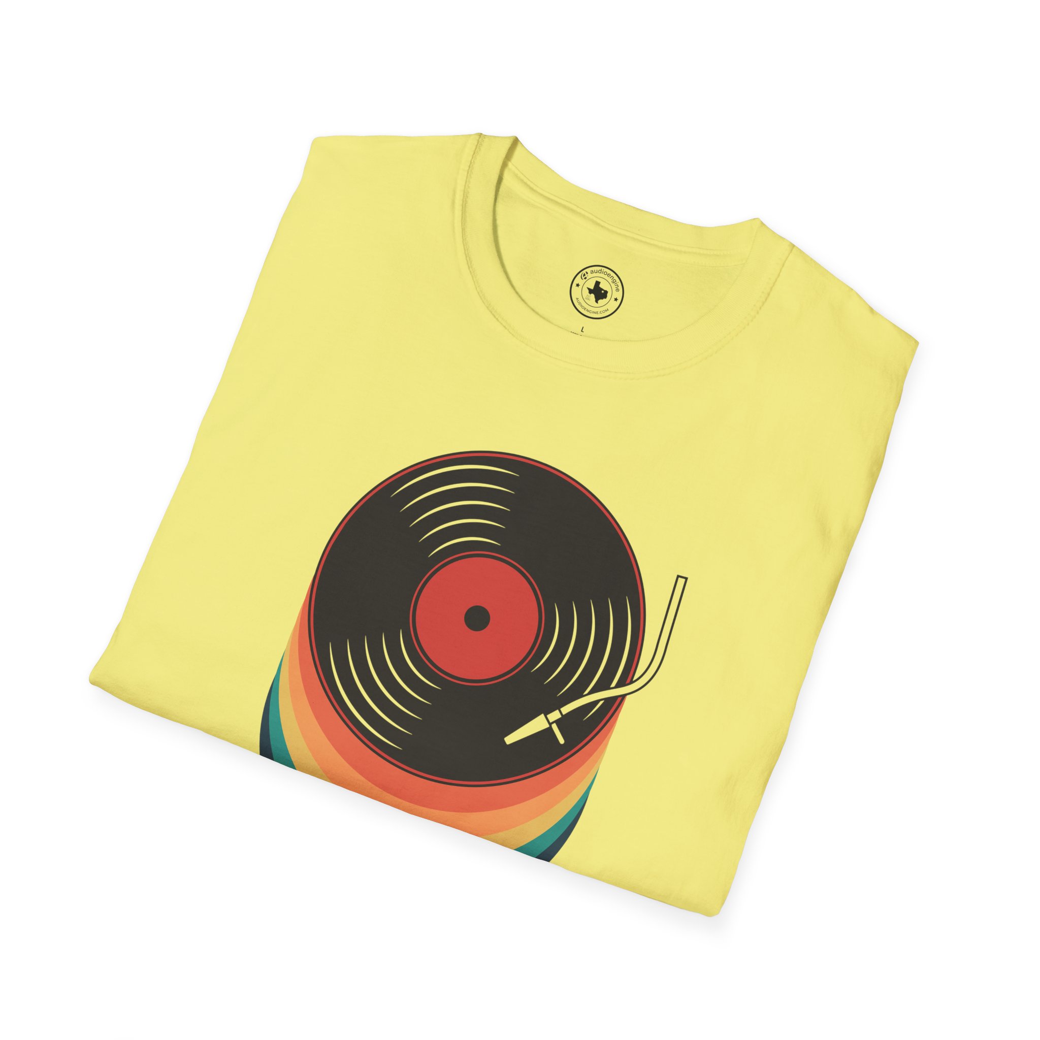 Retro Vinyl Record T-Shirt — Rainbow Stack Turntable Tee - Image 74