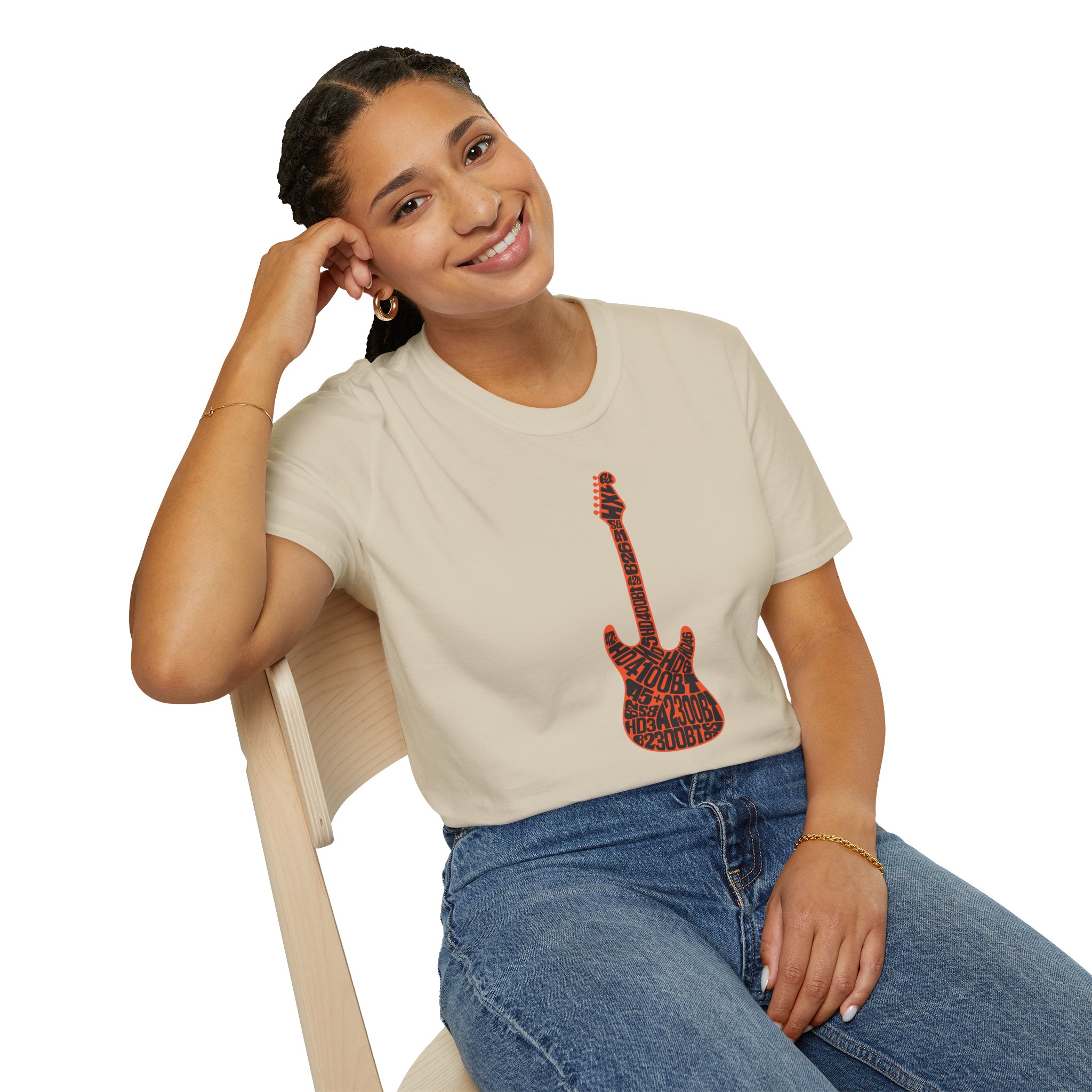 Electric Guitar Graphic T-Shirt — Red Psychedelic Music Tee - Image 43