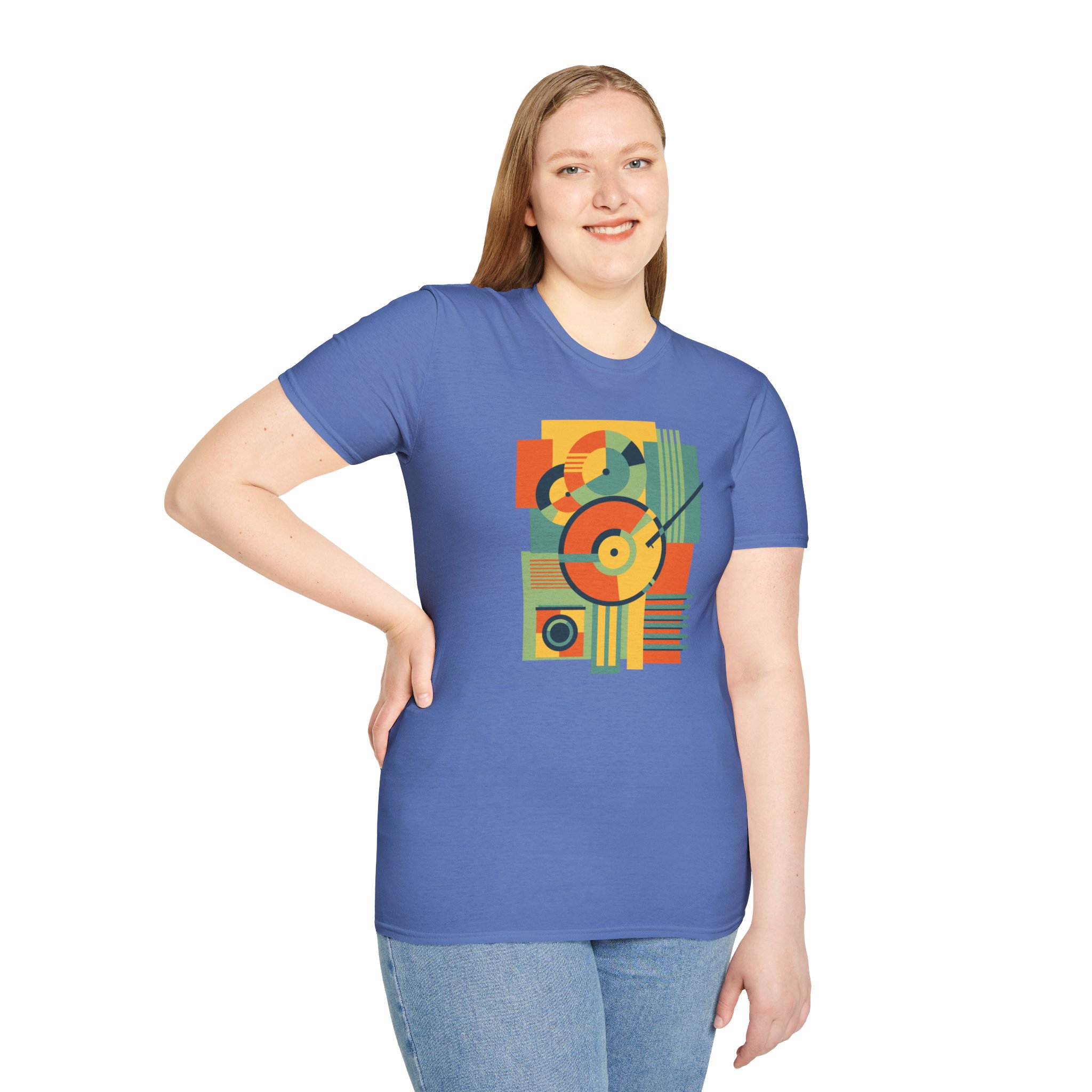 Retro Geometric Vinyl Record T-Shirt - Image 101