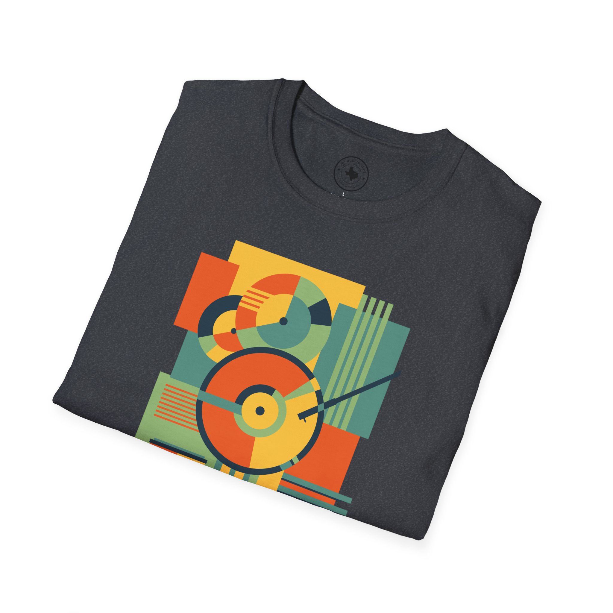 Retro Geometric Vinyl Record T-Shirt - Image 108