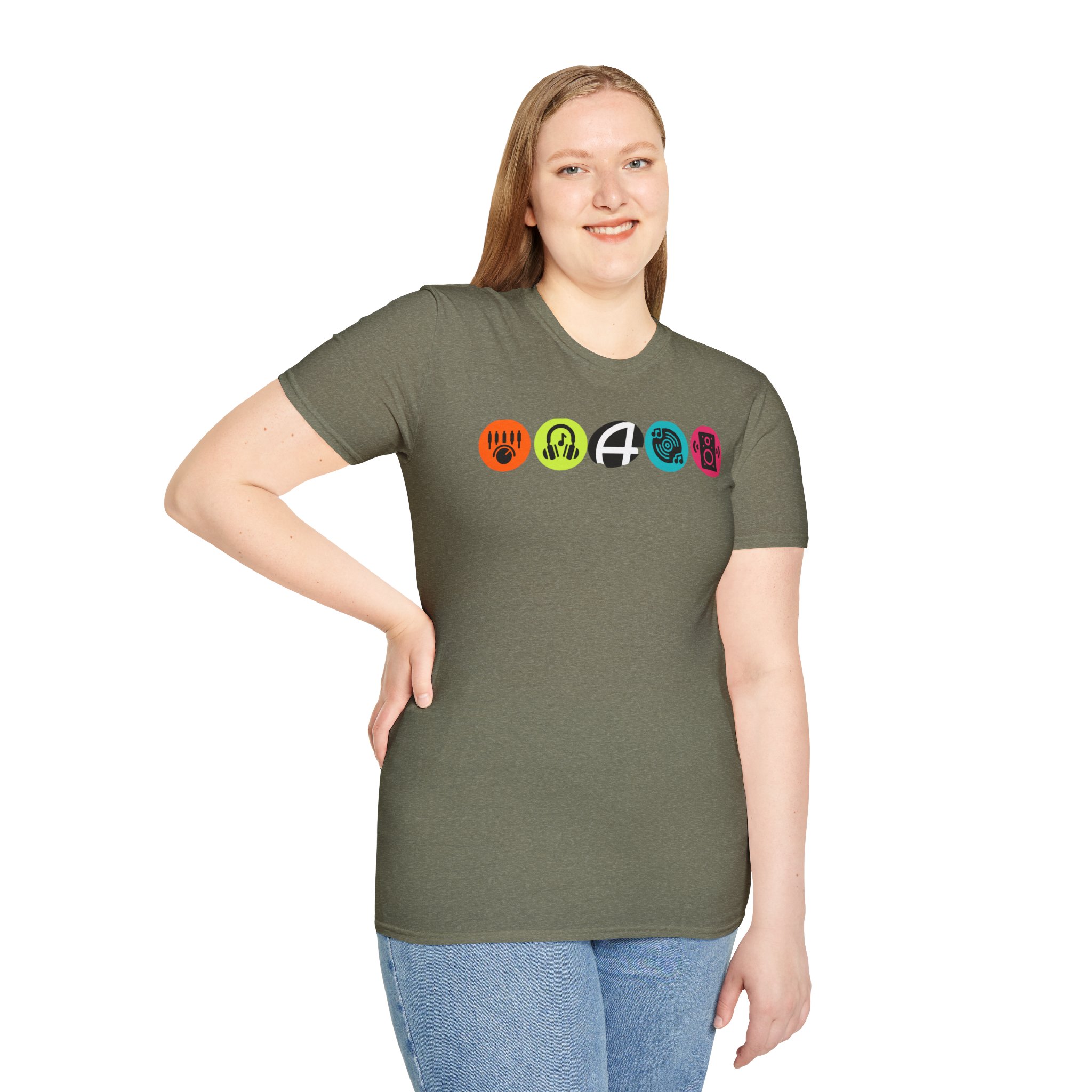 Music Icon Row T-Shirt — Colorful Band Equipment Graphic Tee - Image 59