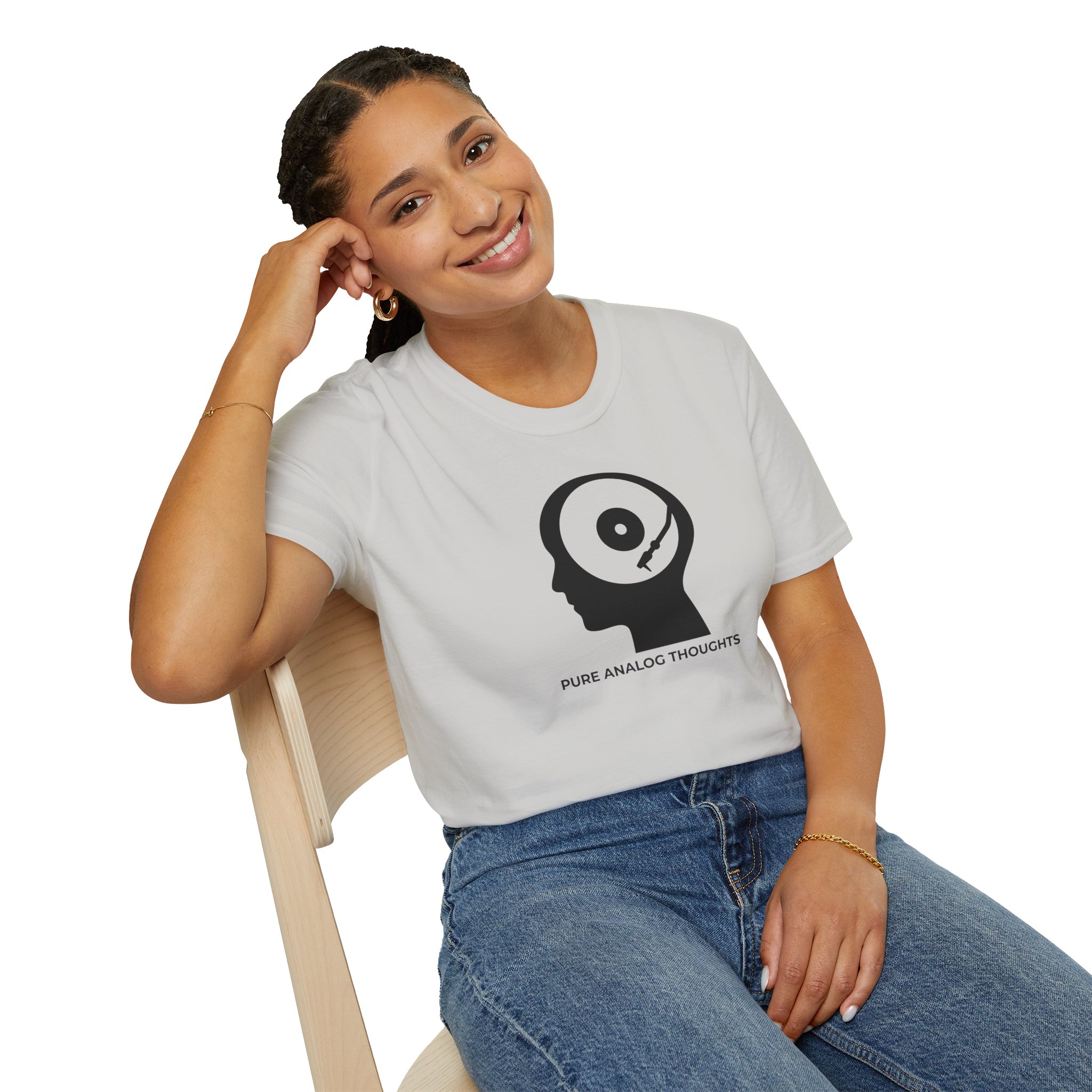 Analog Thoughts T-Shirt — 'Pure Analog Thoughts' Record Head Graphic Tee - Image 39