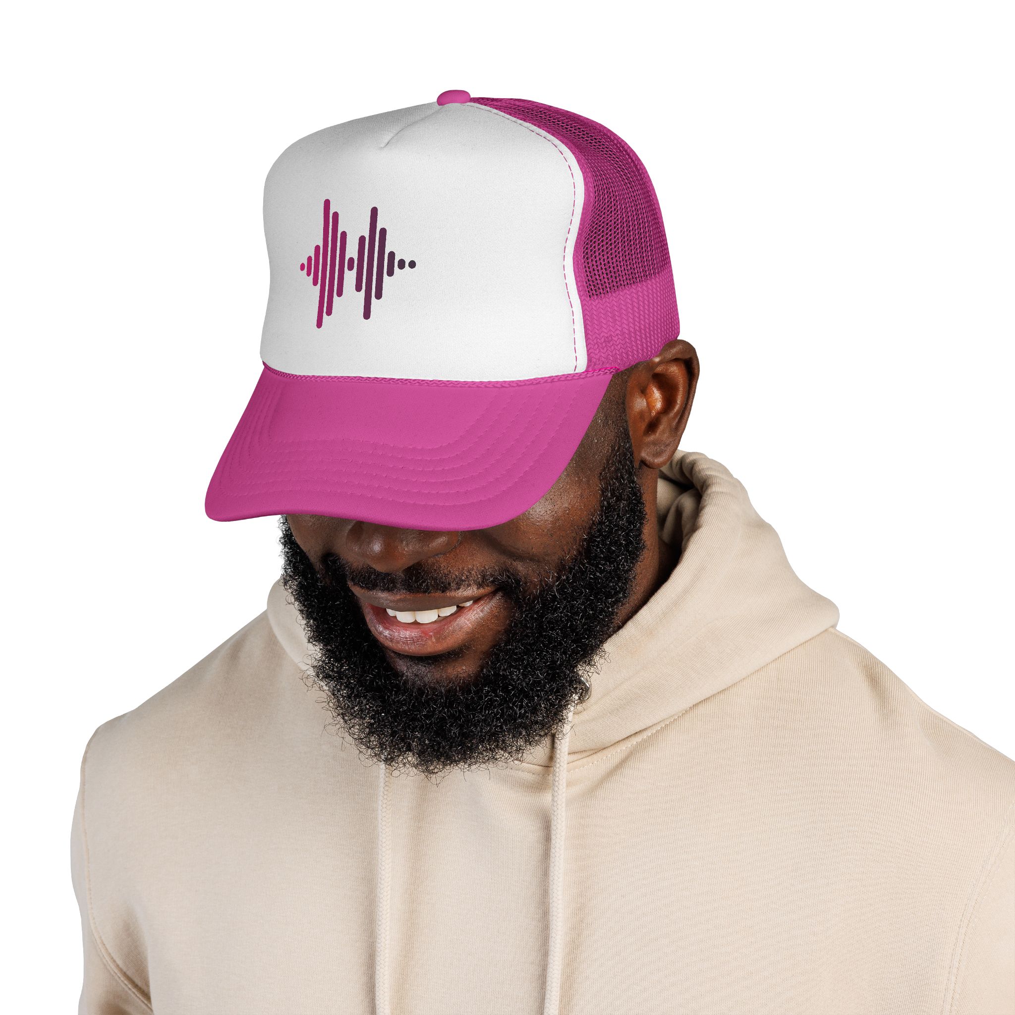 Soundwave Trucker Cap — Pink Gradient Audio Logo Mesh Hat - Image 35