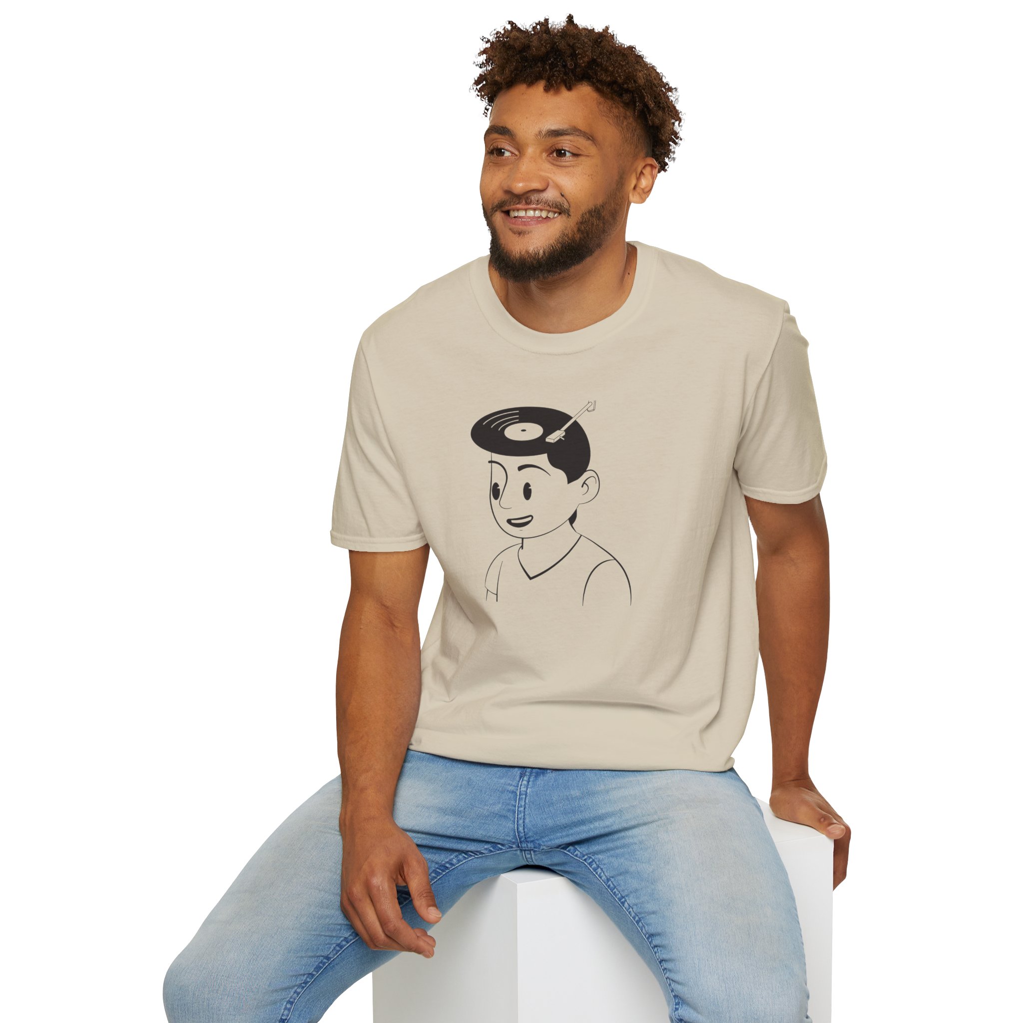 Retro Vinyl Head Illustration T-Shirt - Image 24