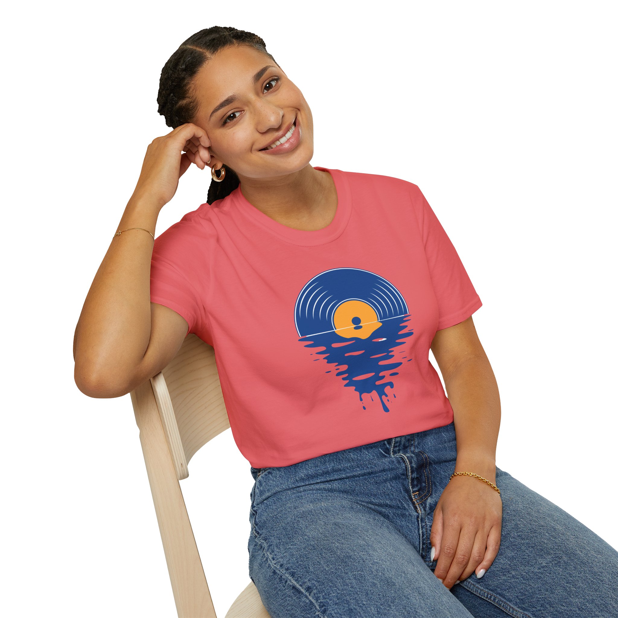 Sunset Vinyl Record T‑Shirt — Retro Music Lake Graphic Tee - Image 30