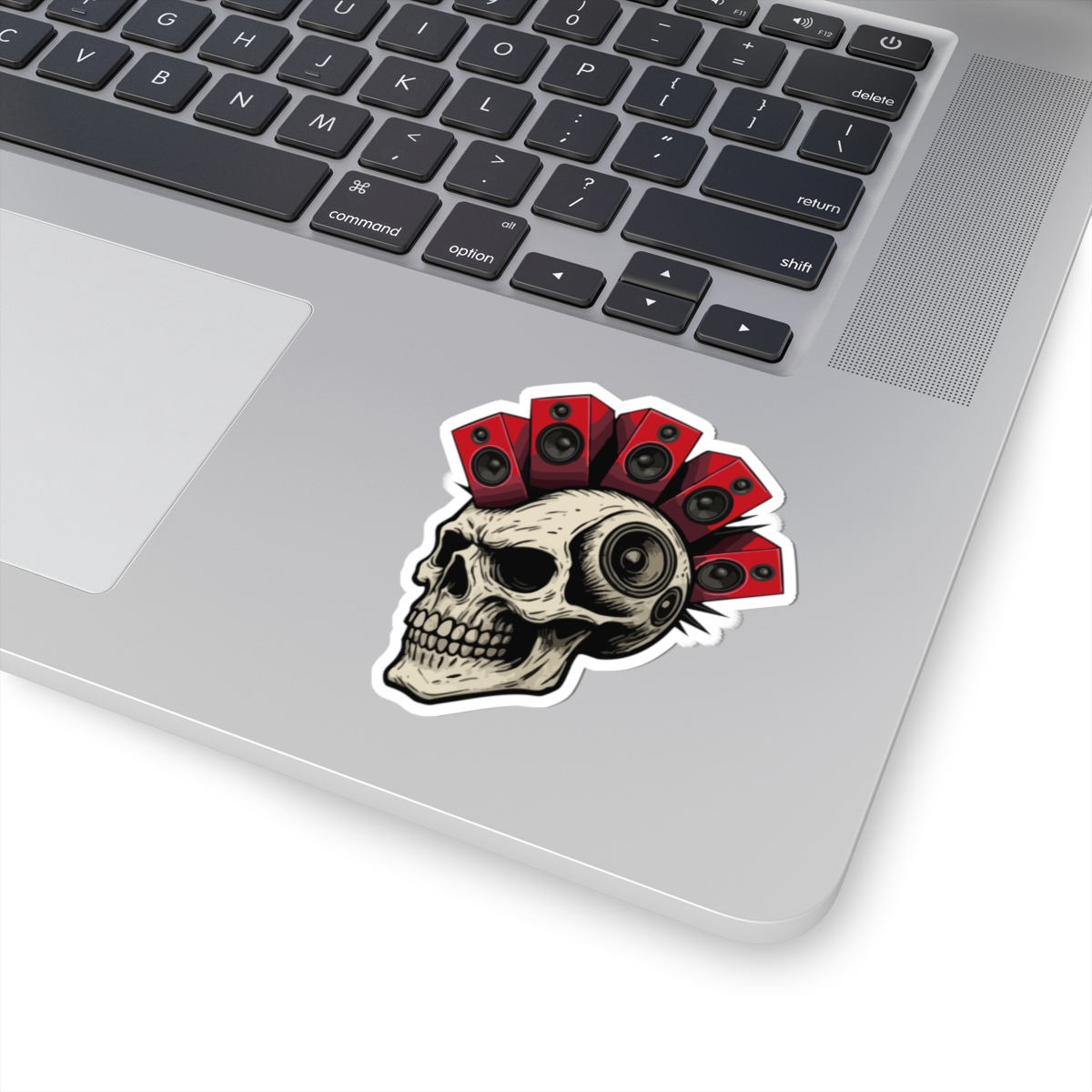 Skull Speaker Mohawk Sticker — Rock Music Kiss-Cut Sticker - Image 2