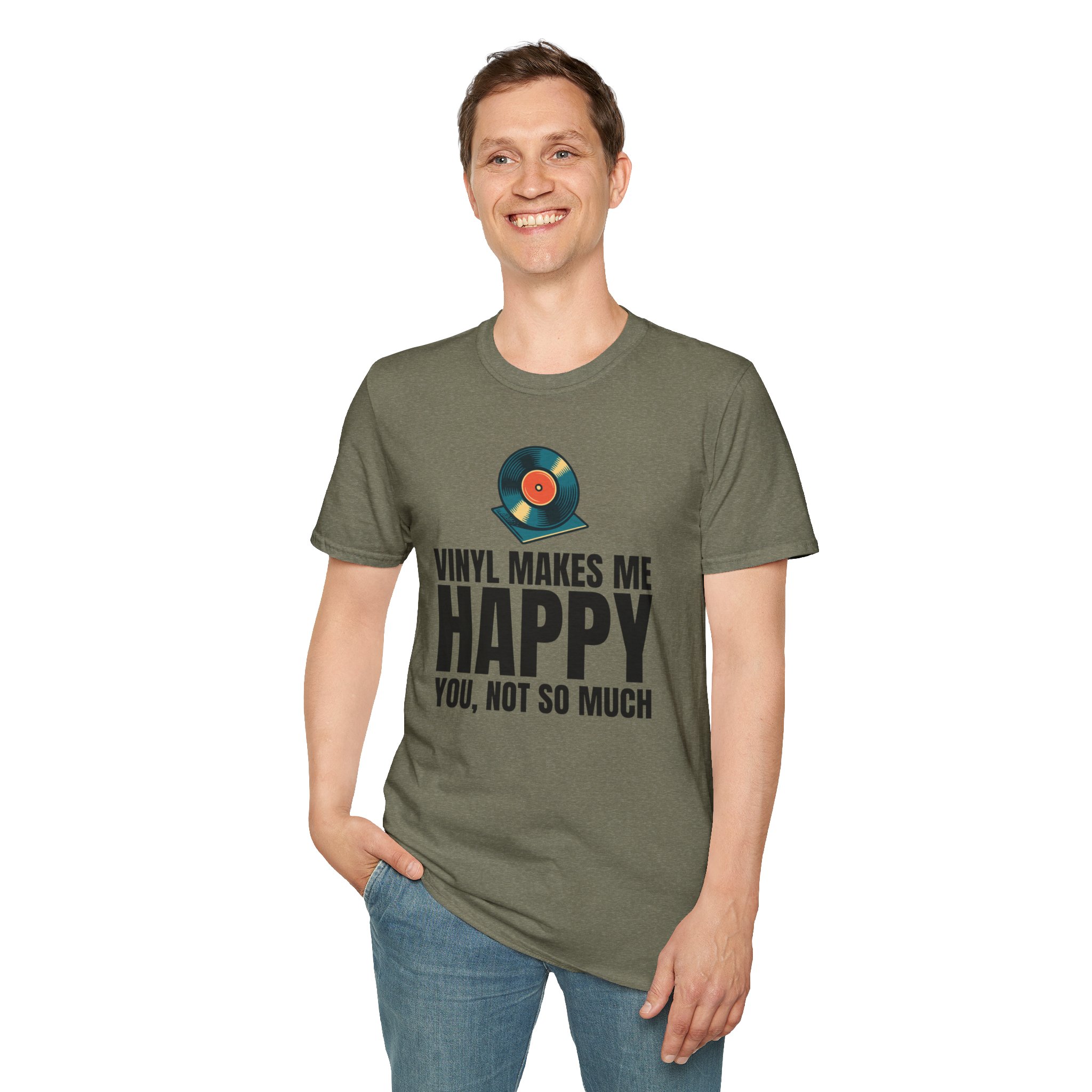Vinyl Makes Me Happy Unisex T-Shirt - Image 35