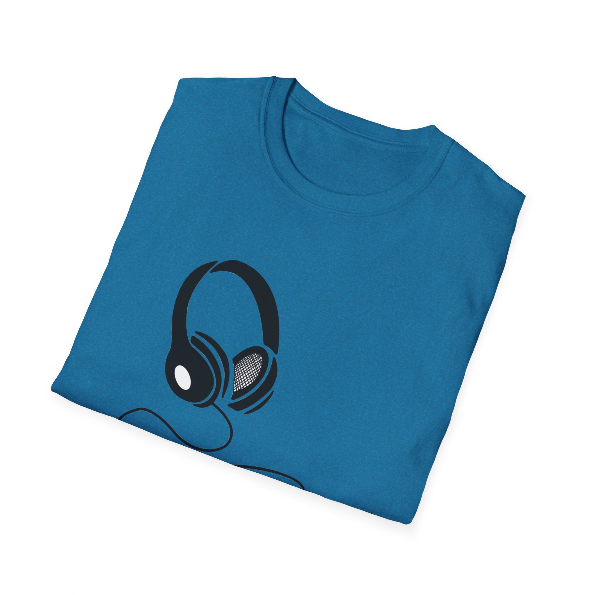 Music Lover Unisex Softstyle T-Shirt with Headphones Design - Image 56