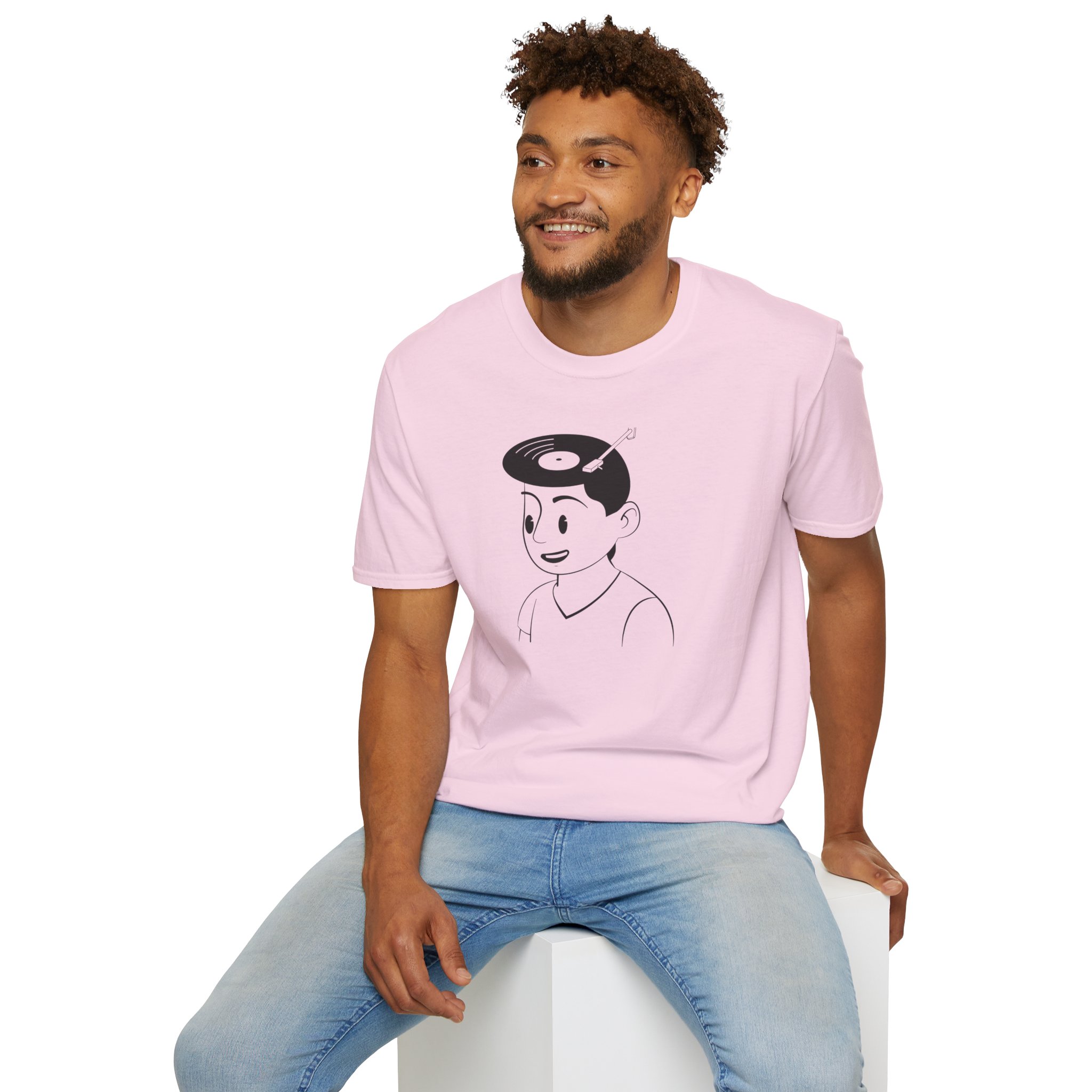Retro Vinyl Head Illustration T-Shirt - Image 112