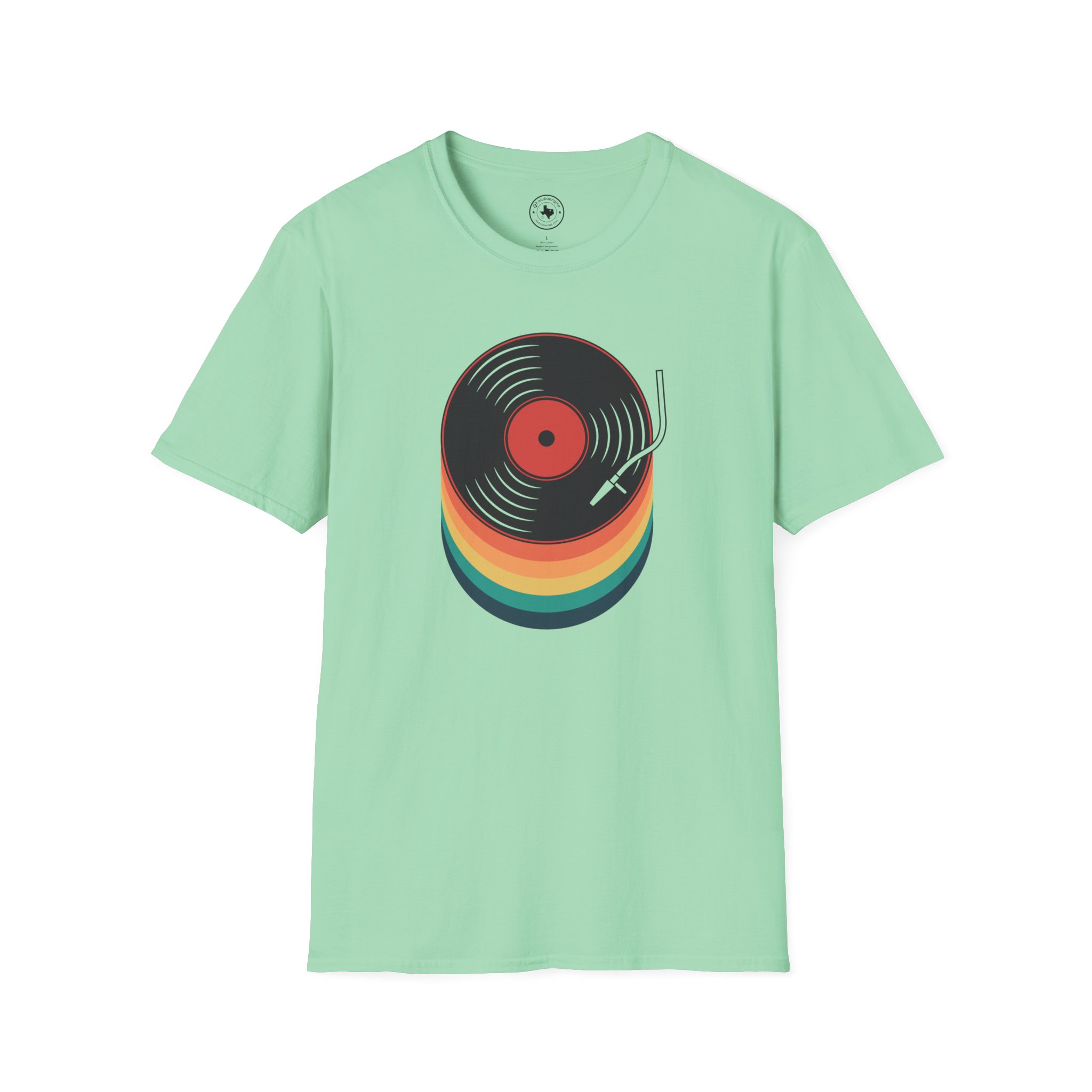 Retro Vinyl Record T-Shirt — Rainbow Stack Turntable Tee - Image 101