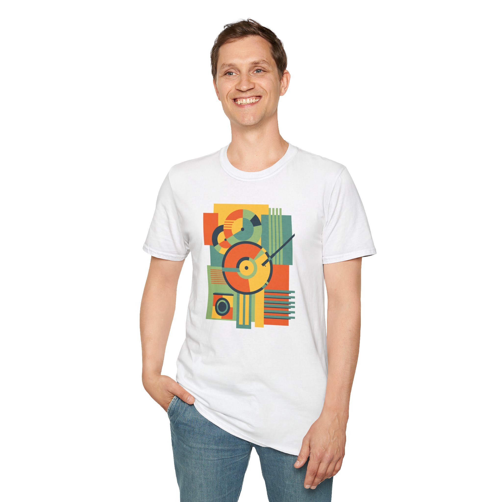 Retro Geometric Vinyl Record T-Shirt - Image 14