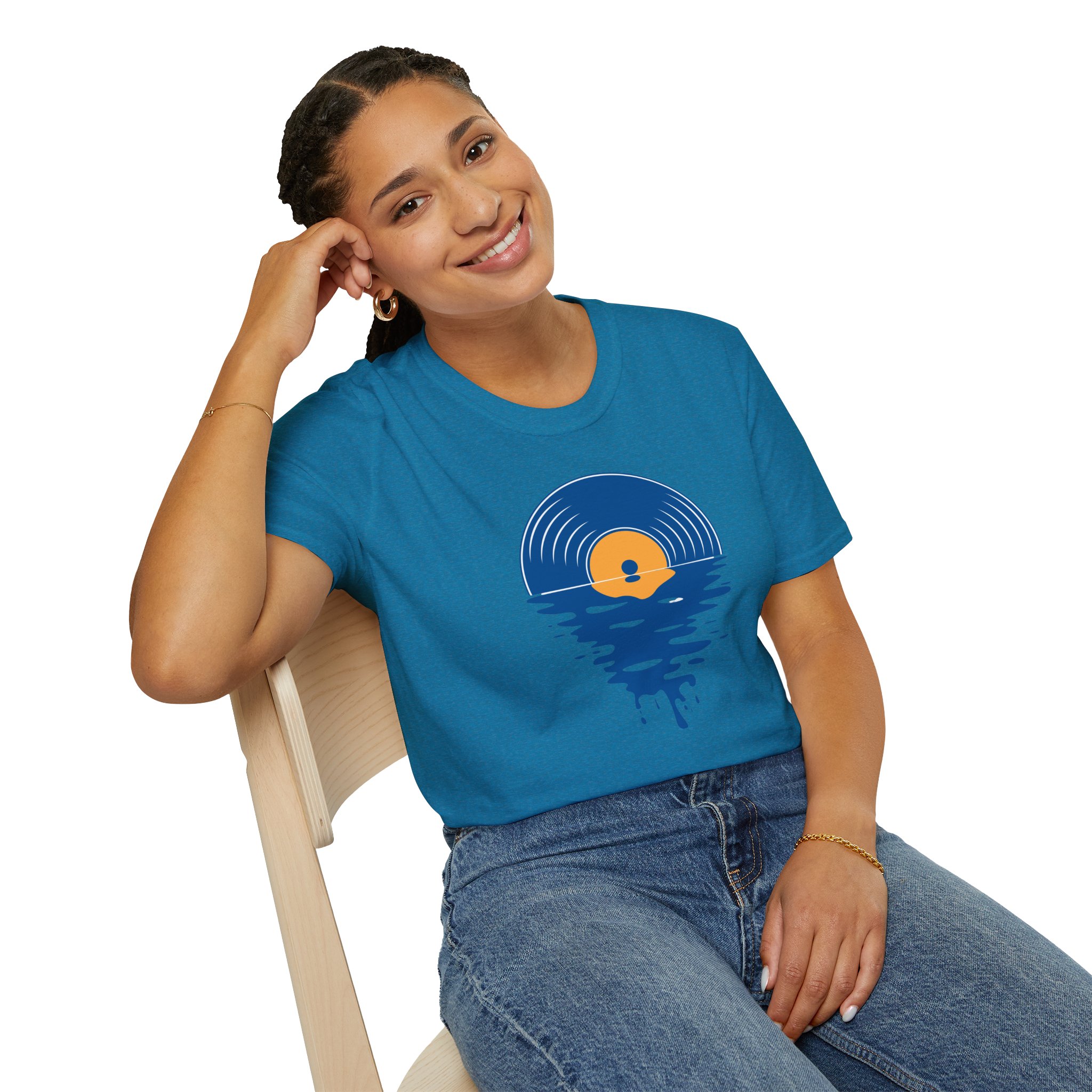 Sunset Vinyl Record T‑Shirt — Retro Music Lake Graphic Tee - Image 232