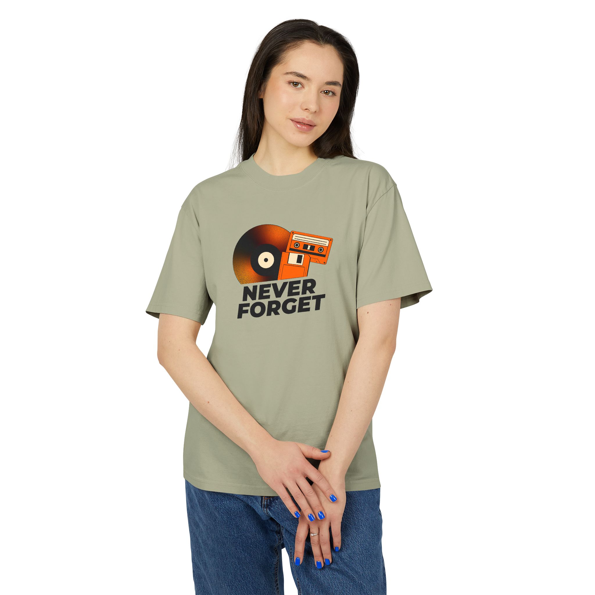 Retro Music Theme Unisex Heavy Faded Tee - 'Never Forget' - Image 19