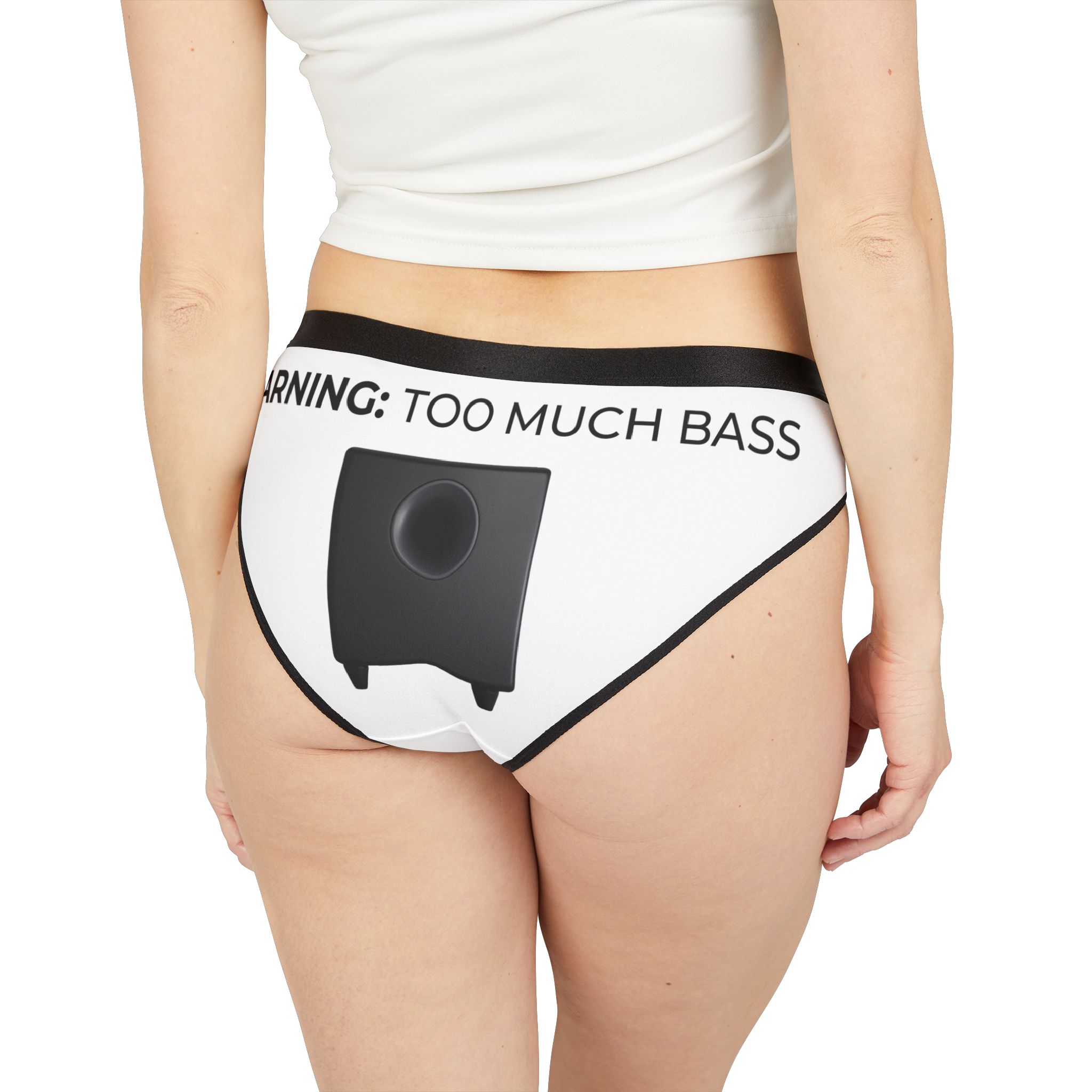 Women’s Bikini Briefs — “WARNING: TOO MUCH BASS” Graphic Underwear - Image 1