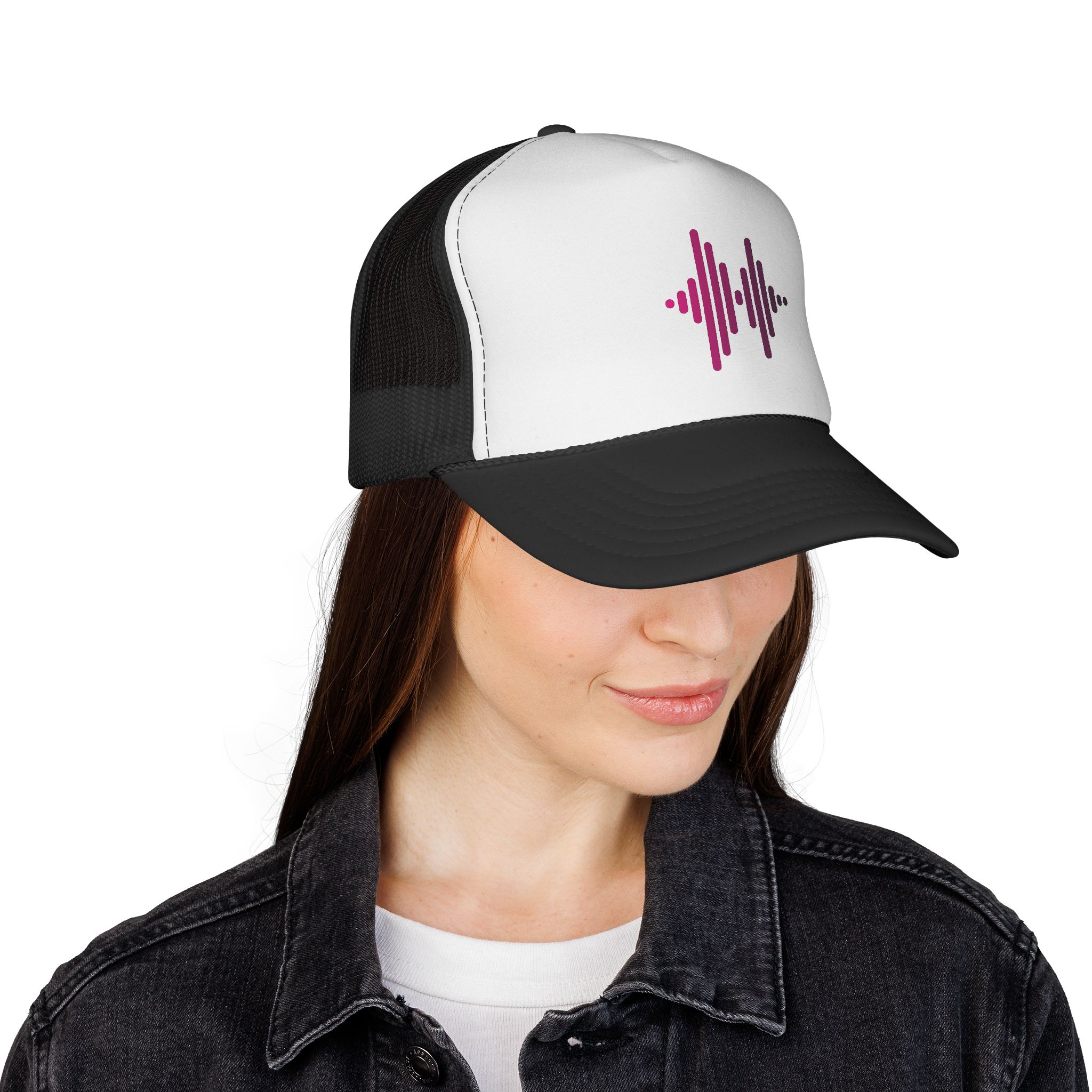Soundwave Trucker Cap — Pink Gradient Audio Logo Mesh Hat - Image 29