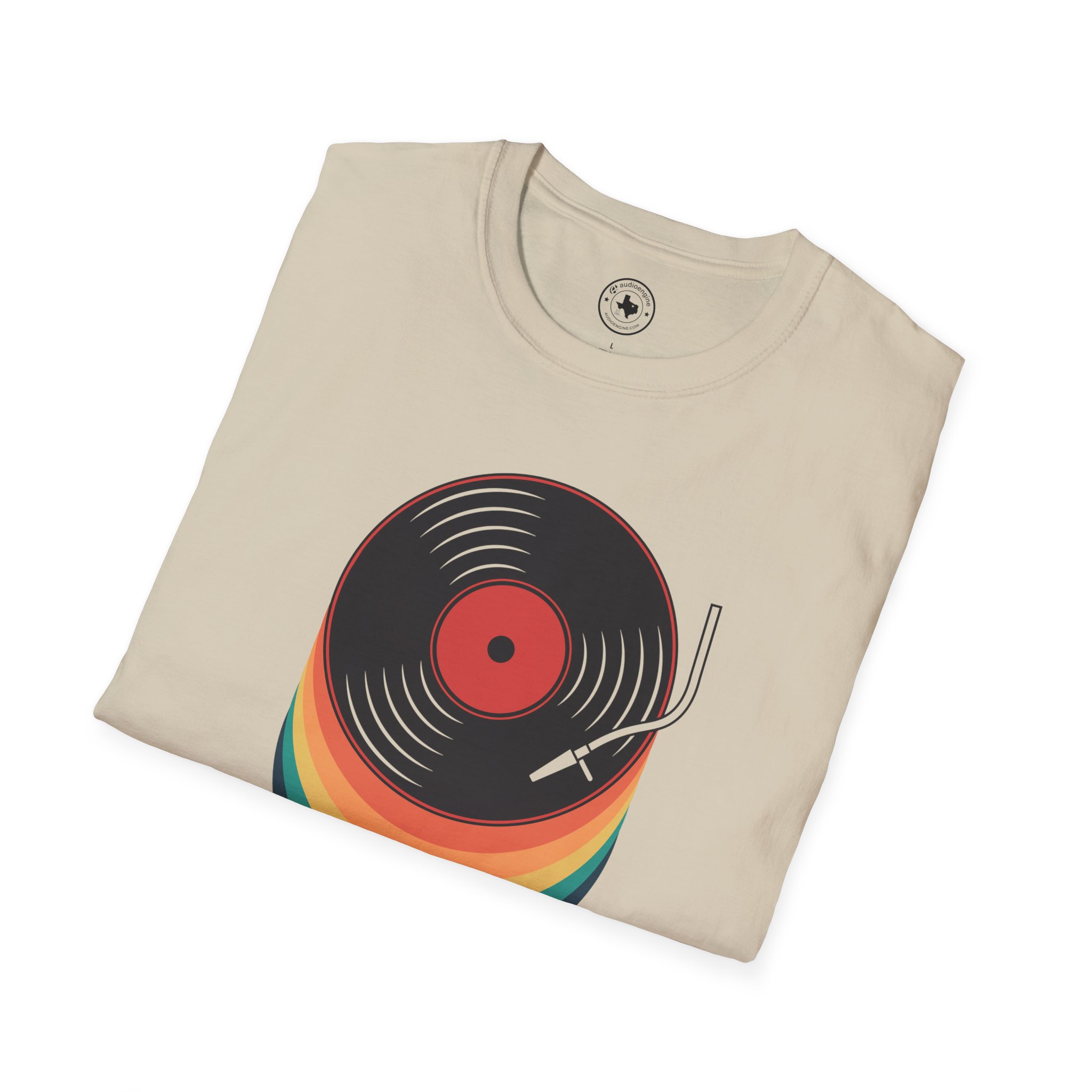 Retro Vinyl Record T-Shirt — Rainbow Stack Turntable Tee - Image 34