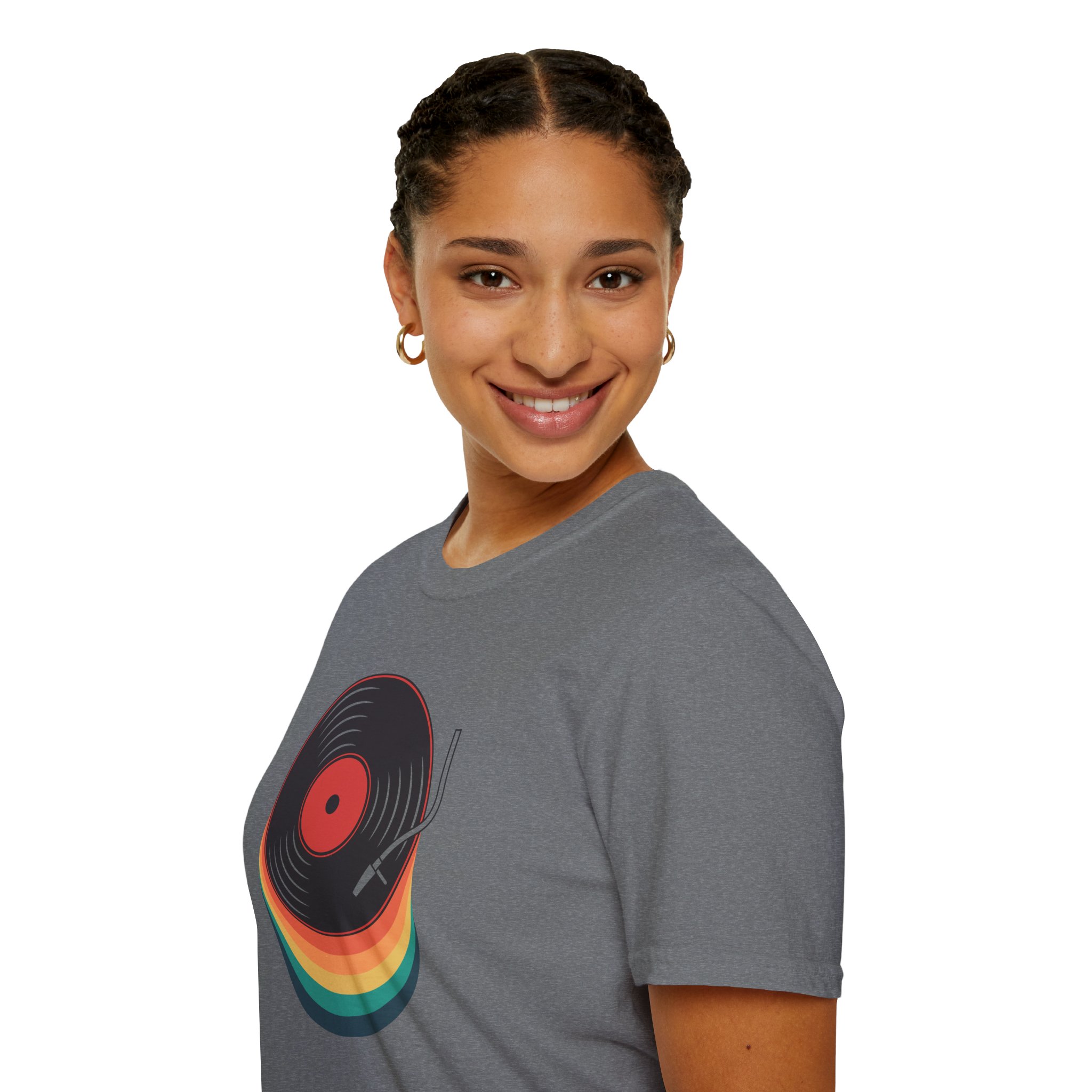 Retro Vinyl Record T-Shirt — Rainbow Stack Turntable Tee - Image 120