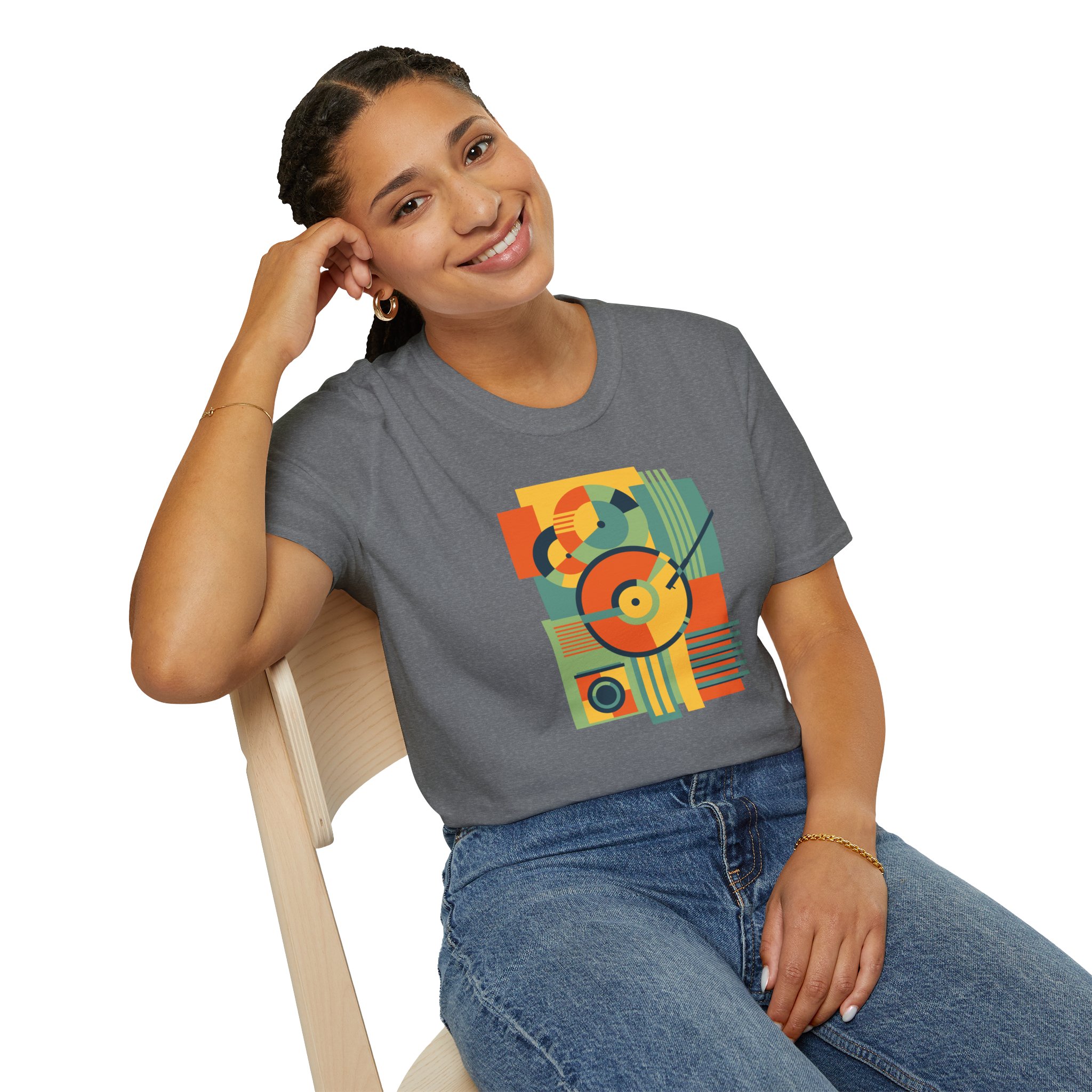 Retro Geometric Vinyl Record T-Shirt — Vintage Music Graphic Tee - Image 68