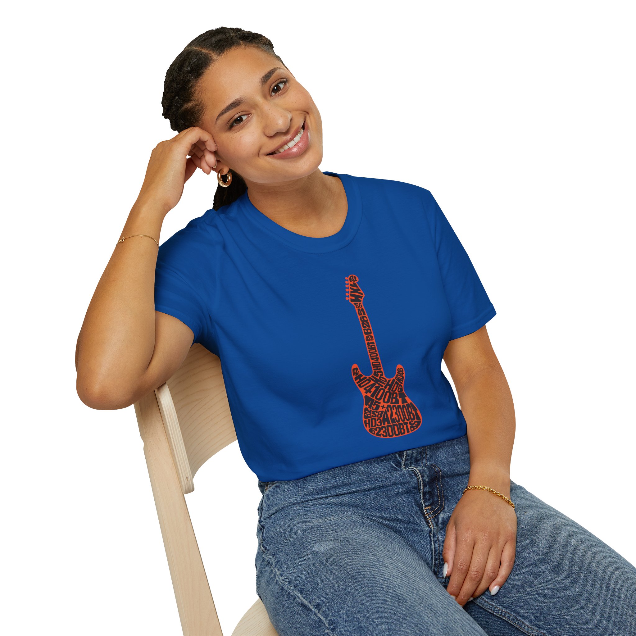 Electric Guitar Graphic T-Shirt — Red Psychedelic Music Tee - Image 106