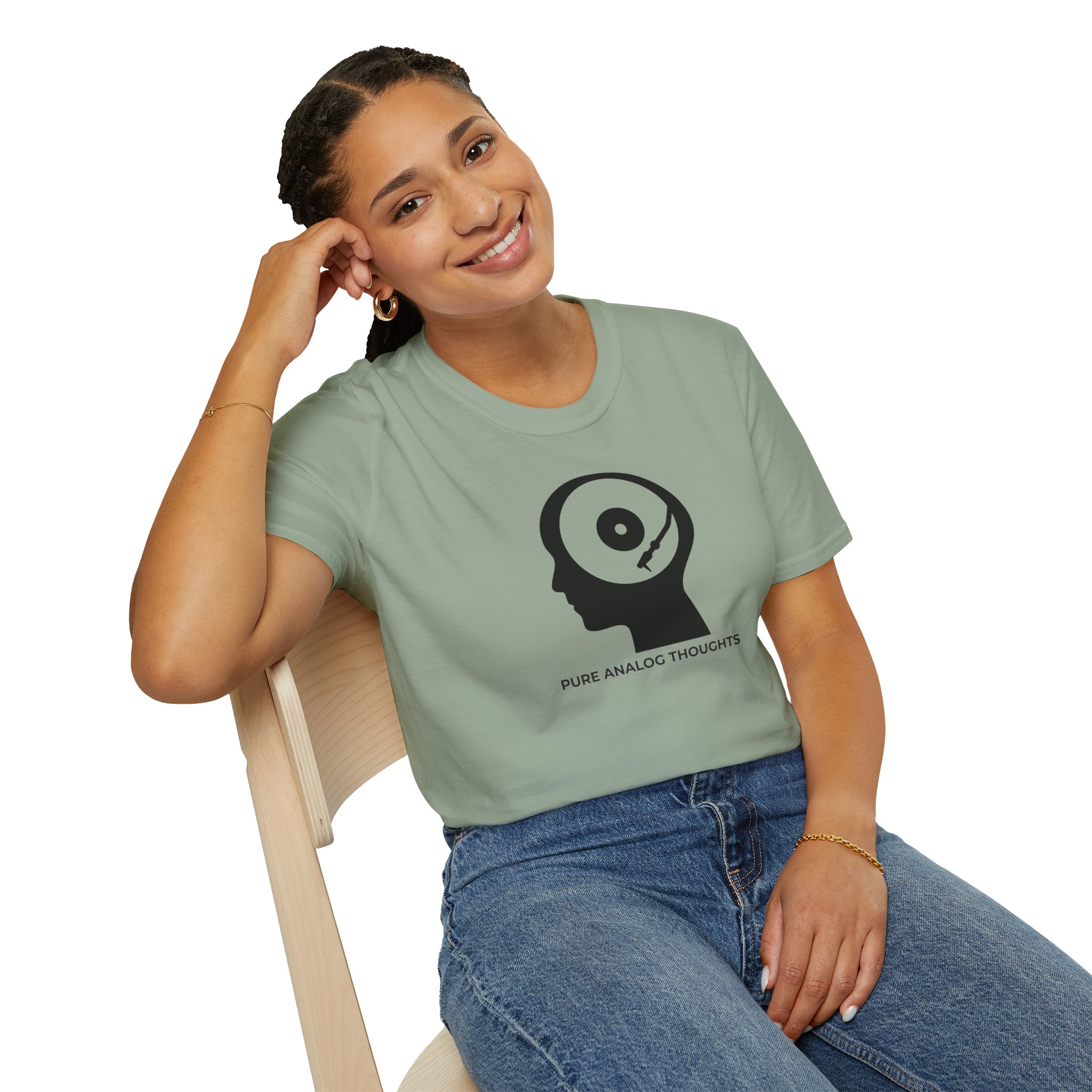 Analog Thoughts T-Shirt — 'Pure Analog Thoughts' Record Head Graphic Tee - Image 71